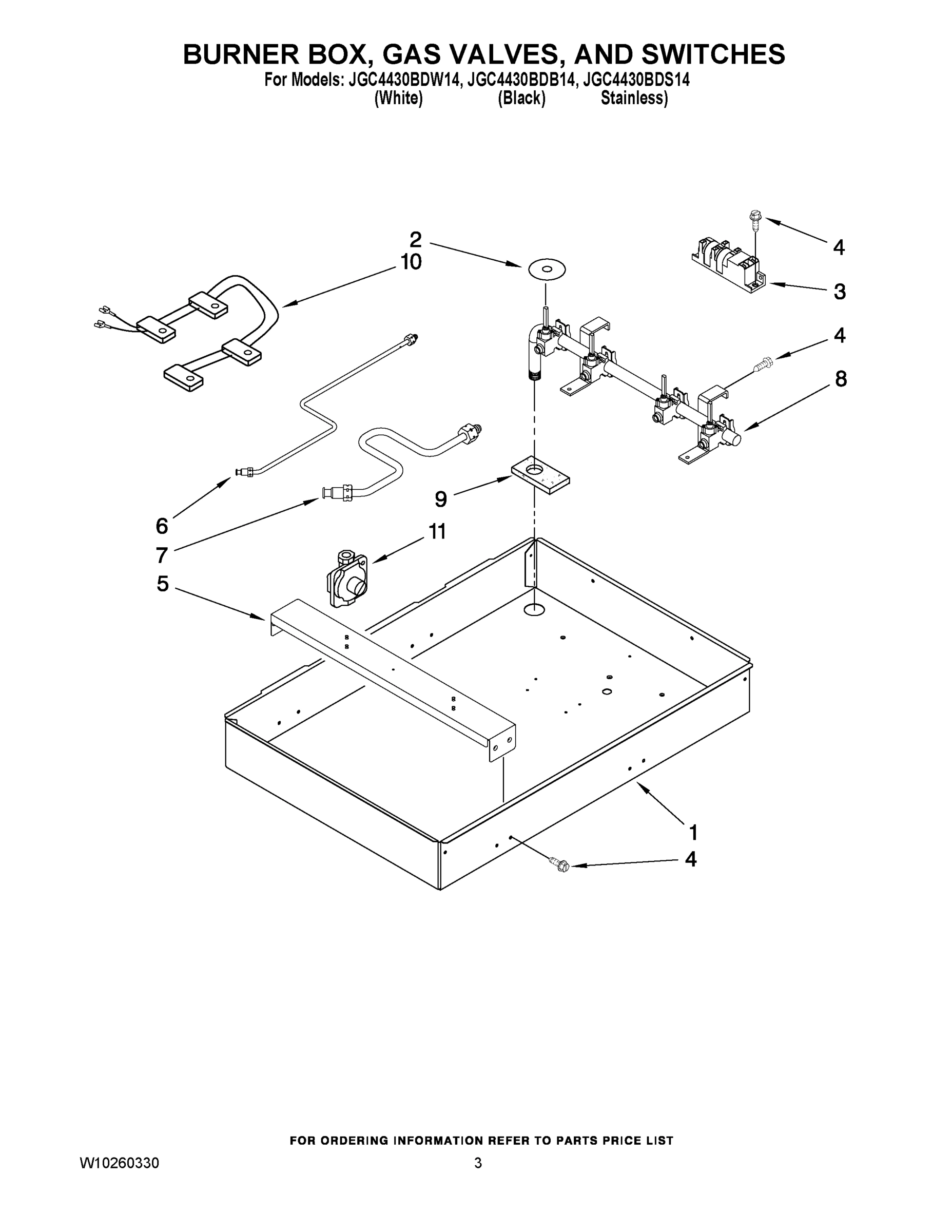 02 - BURNER BOX, GAS VALVES, AND SWITCHES