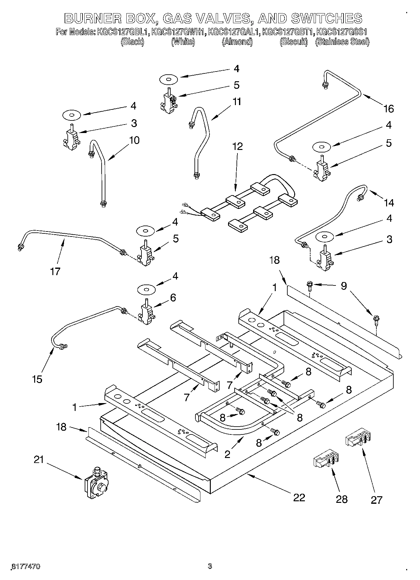 02 - BURNER BOX, GAS VALVES, AND SWITCHES