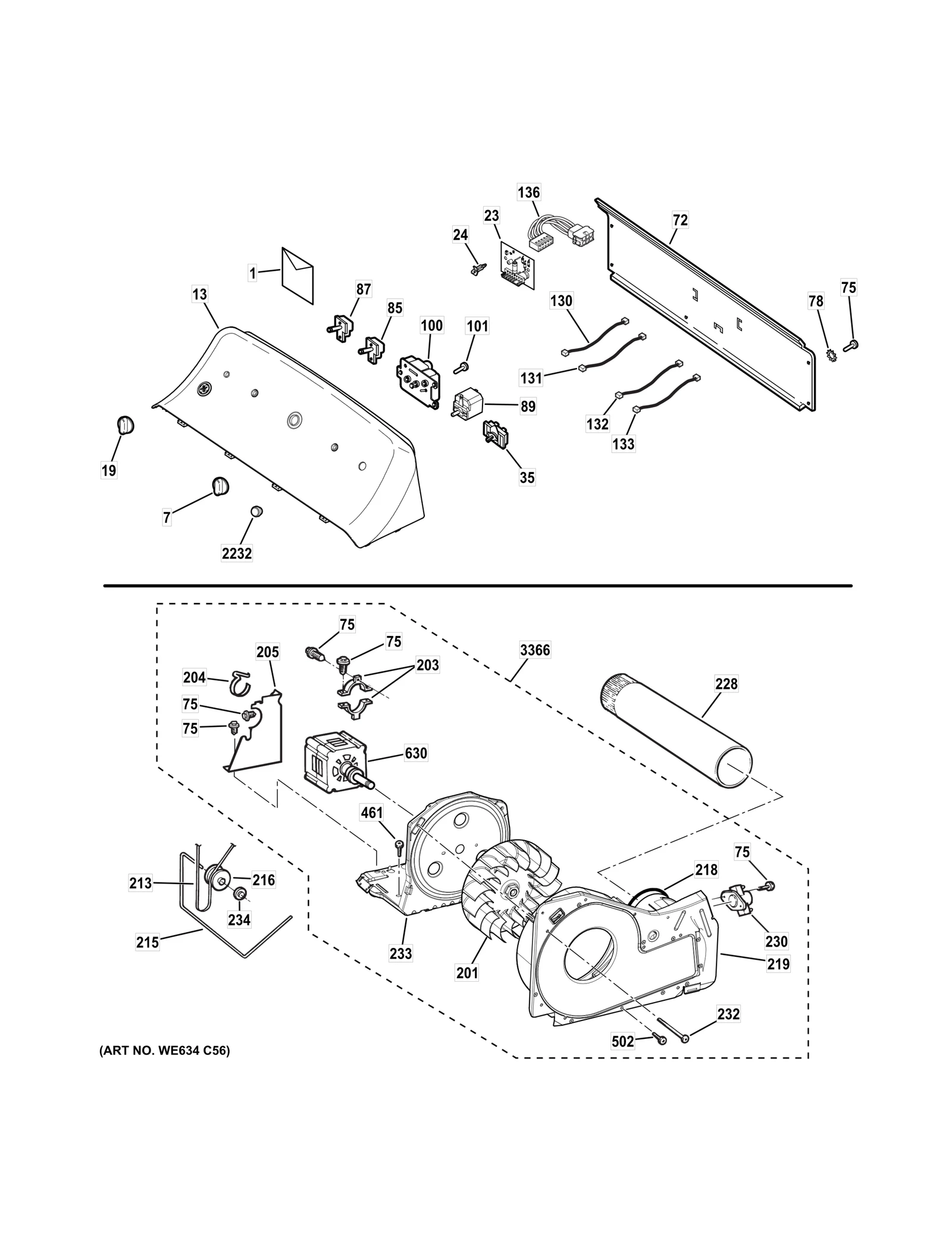BACKSPLASH, BLOWER & MOTOR ASSEMBLY