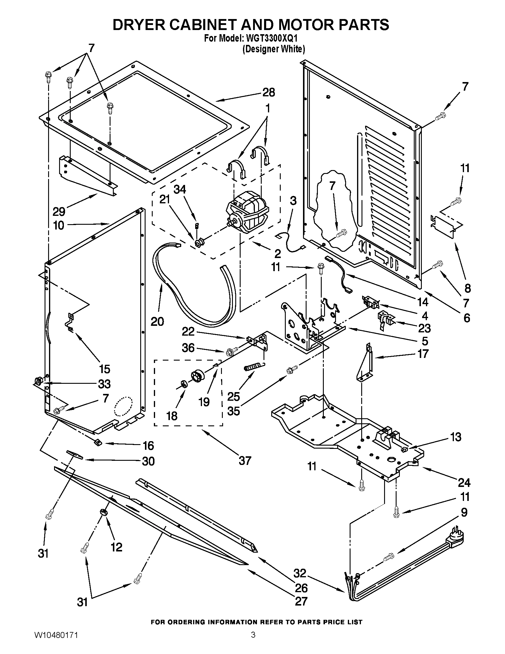 03 - DRYER CABINET AND MOTOR PARTS