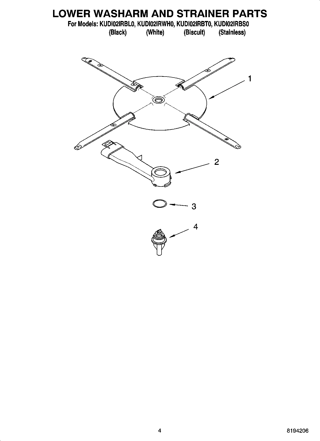 04 - LOWER WASHARM AND STRAINER PARTS