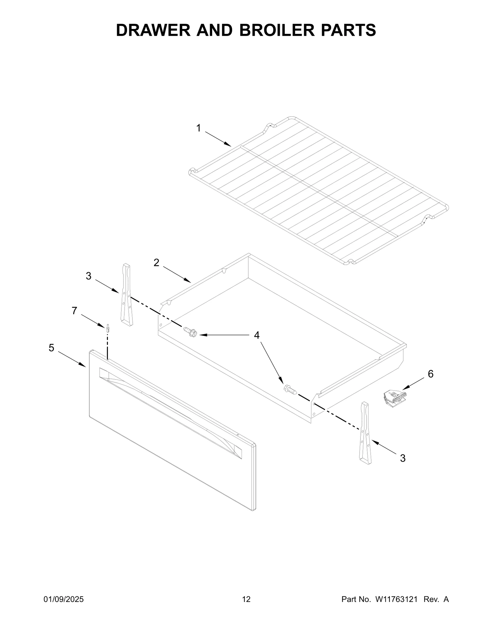 DRAWER AND BROILER PARTS