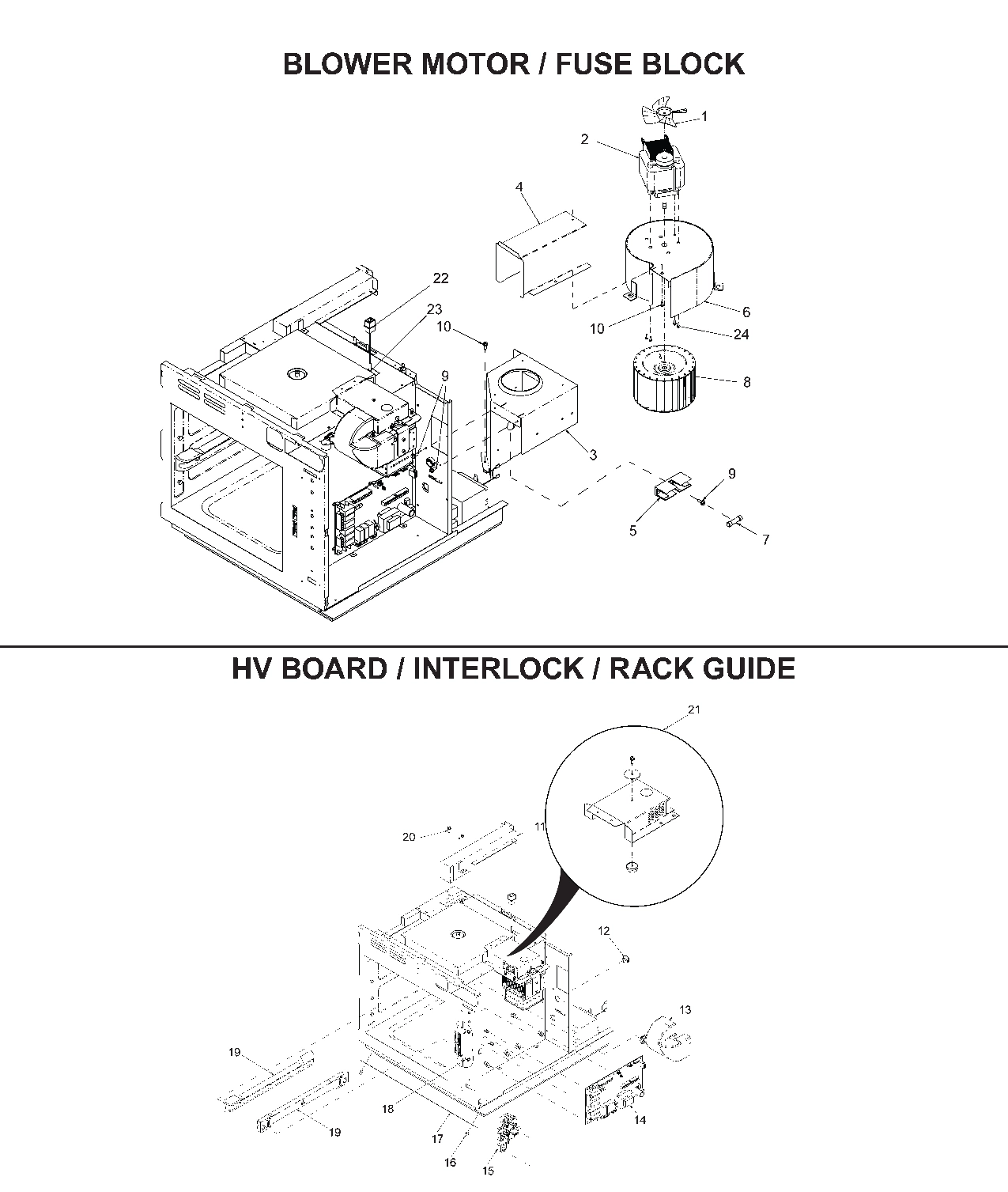 BLOWER MOTOR / FUSE BLOCK / HV BOARD / INTERLOCK