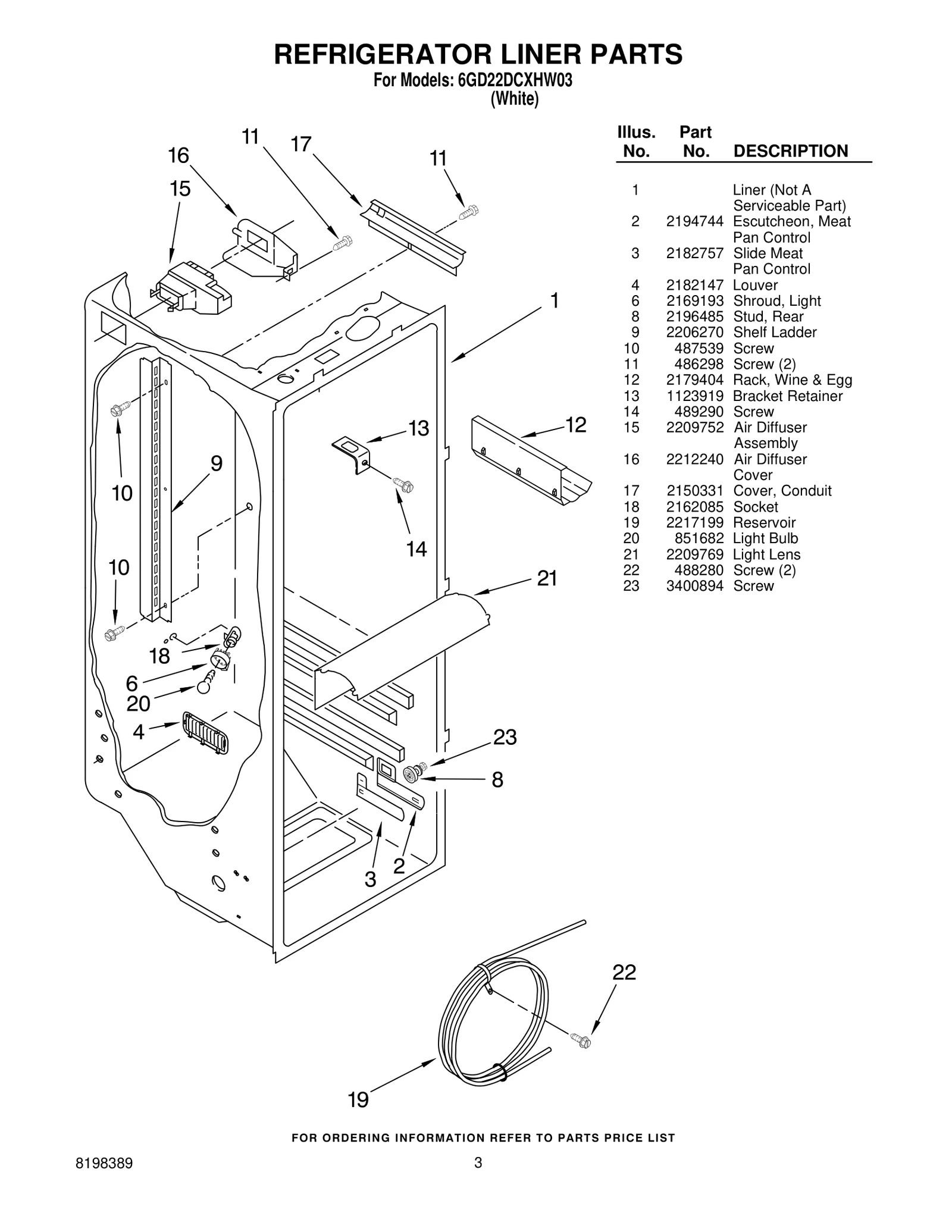 REFRIGERATOR LINER PARTS
