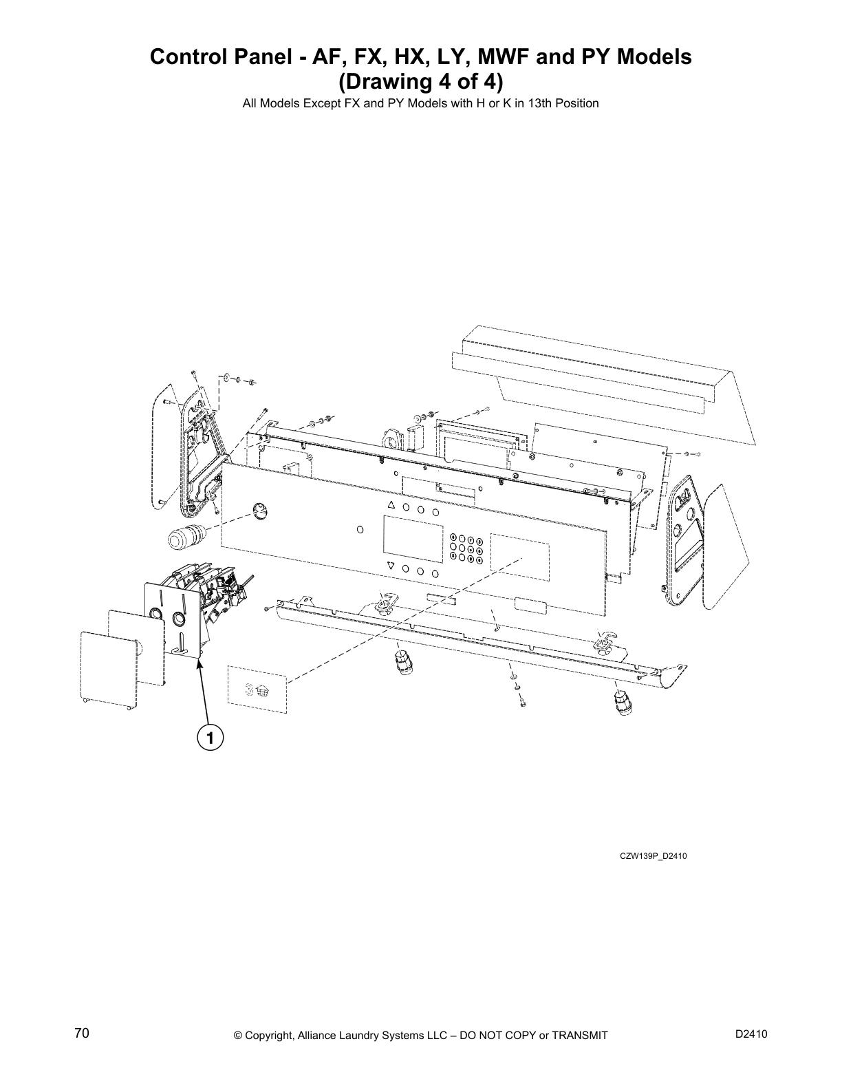 Control Panel - AF, FX, HX, LY, MWF and PY Models 
(Drawing 4 of 4)