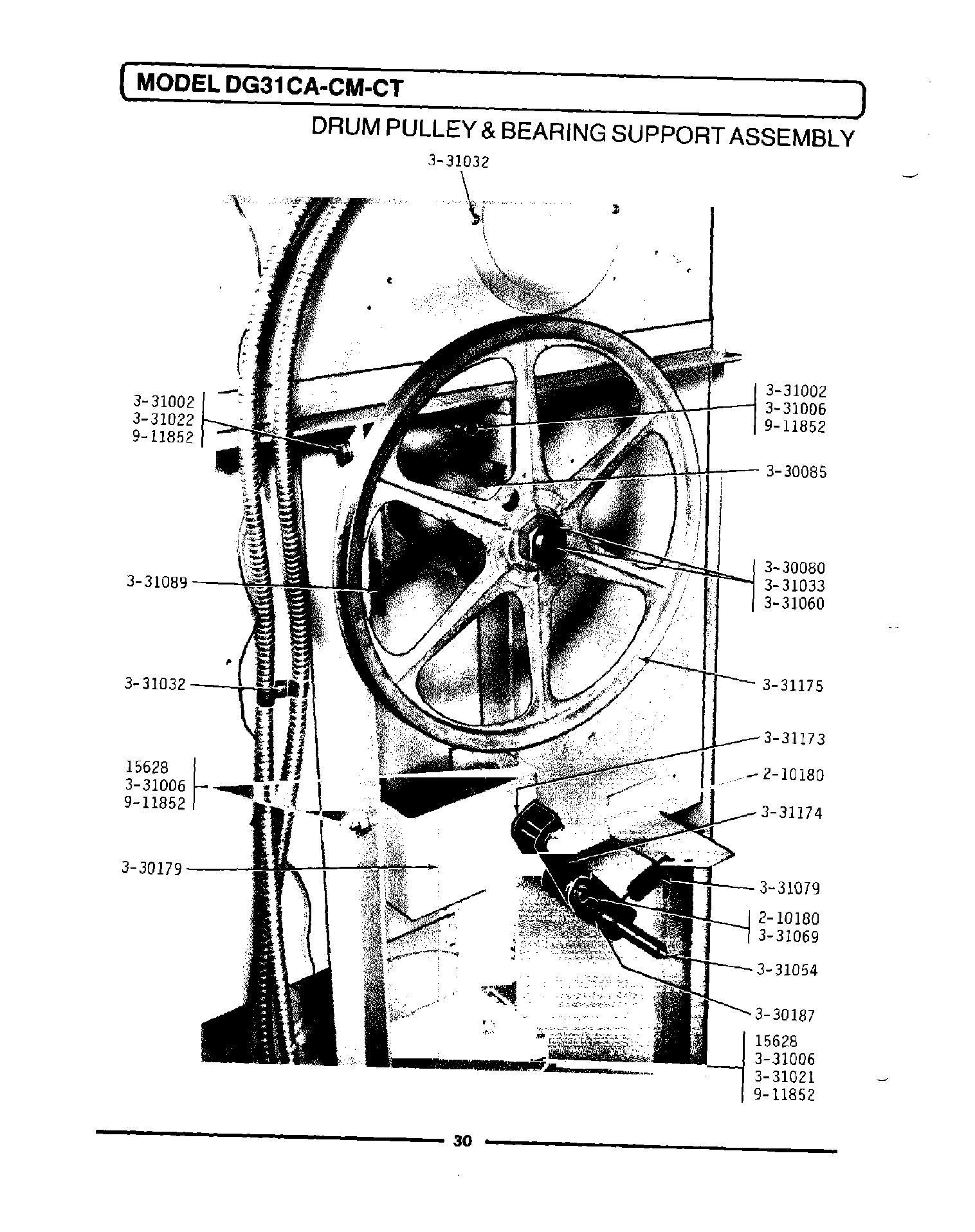 10 - DRUM PULLEY & BEARING SUPPORT ASSEMBLY