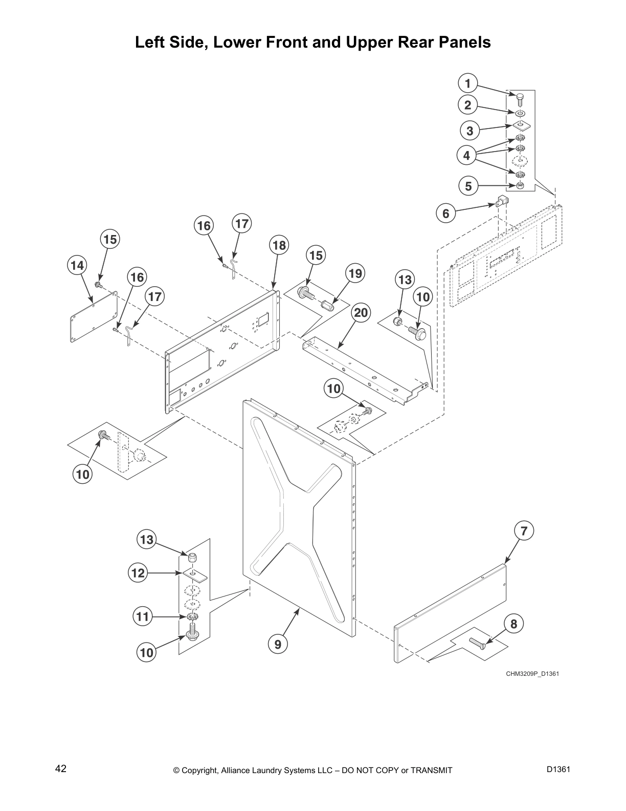 Left Side, Lower Front and Upper Rear Panels