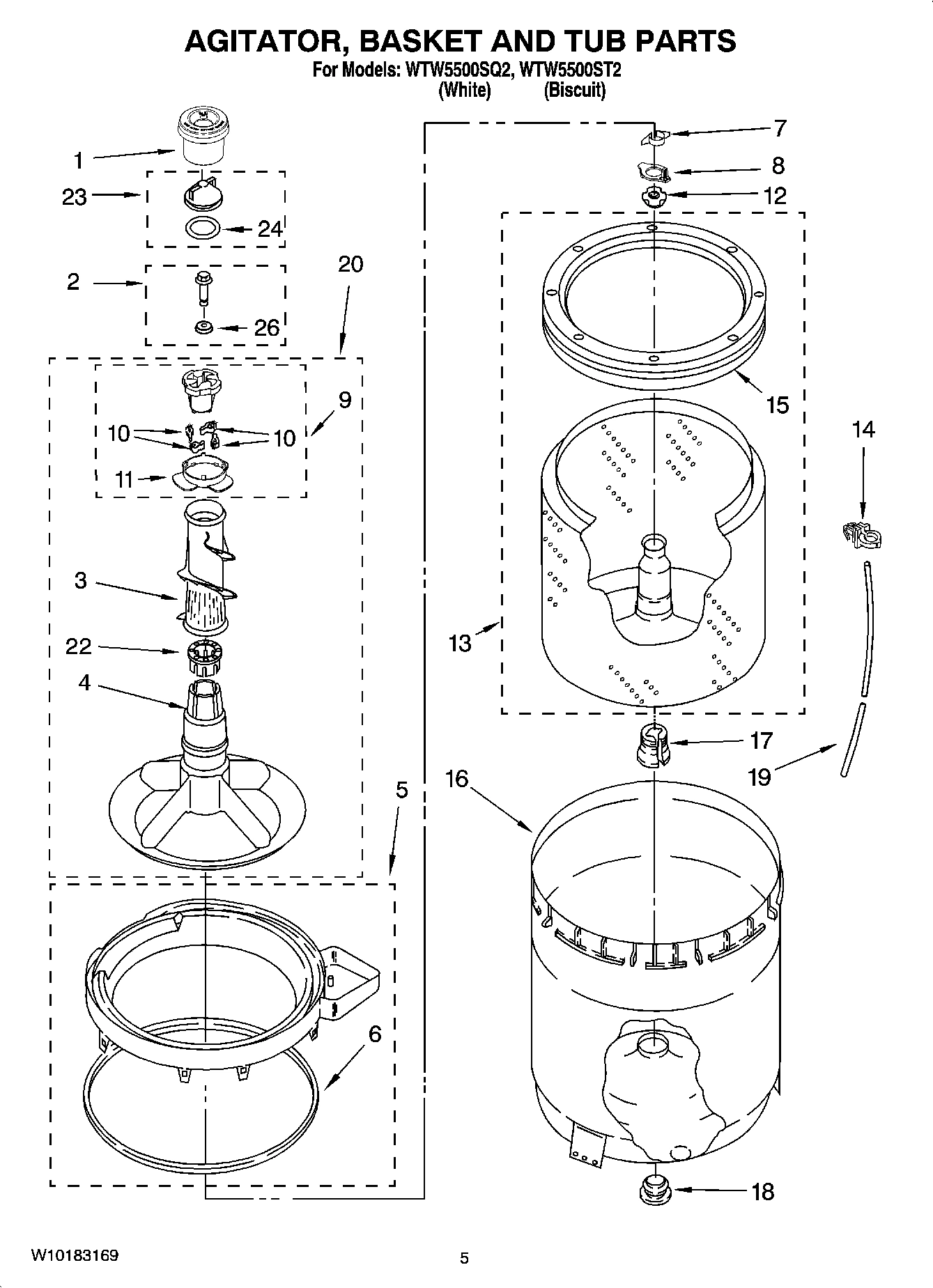 03 - AGITATOR, BASKET AND TUB PARTS