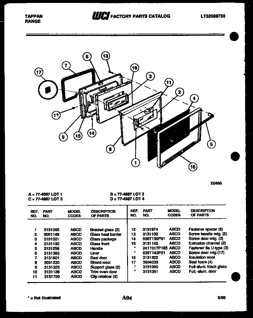 03 - LOWER OVEN DOOR PARTS
