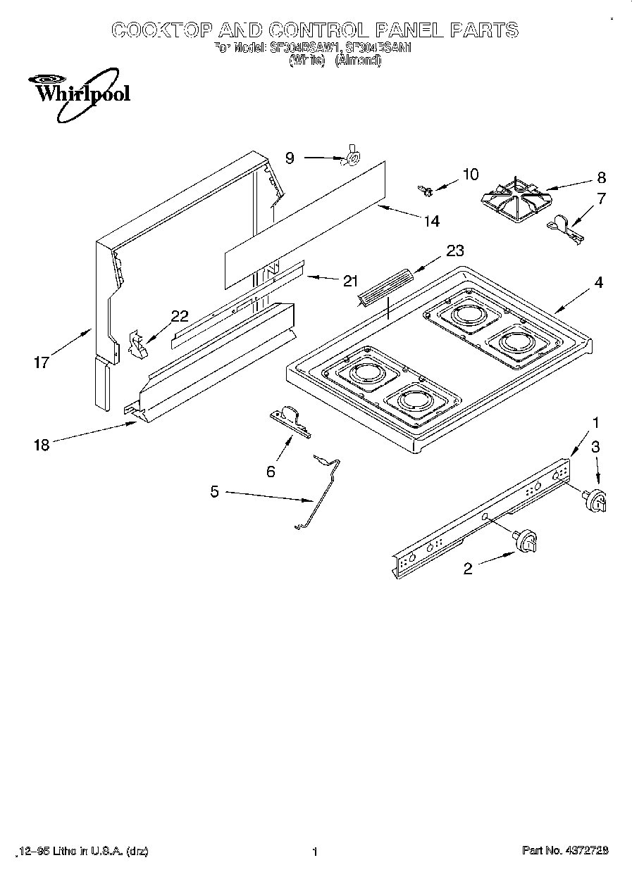 01 - COOKTOP AND CONTROL PANEL, LIT/OPTIONAL