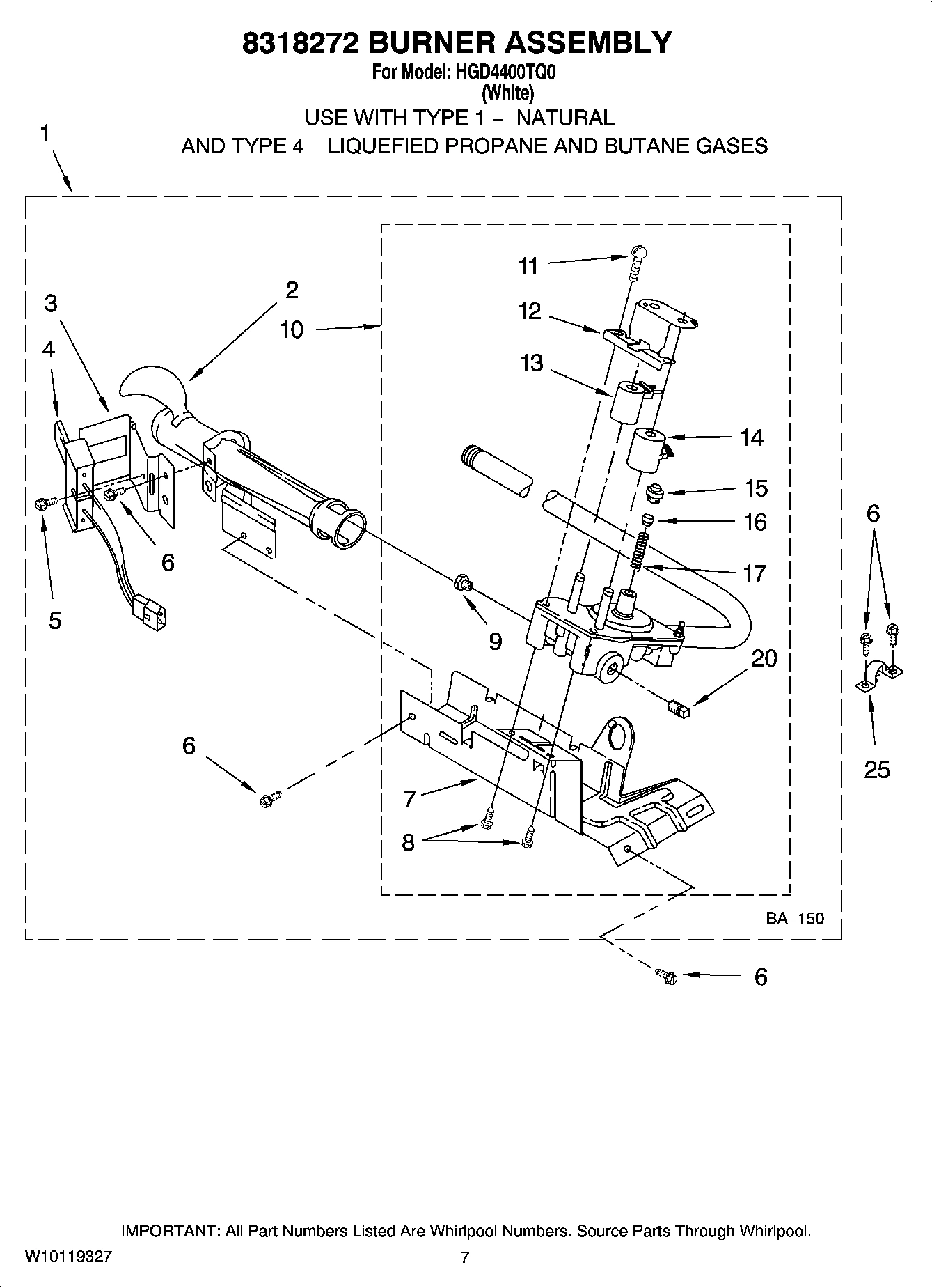 04 - 8318272 BURNER ASSEMBLY, OPTIONAL PARTS (NOT INCLUDED)