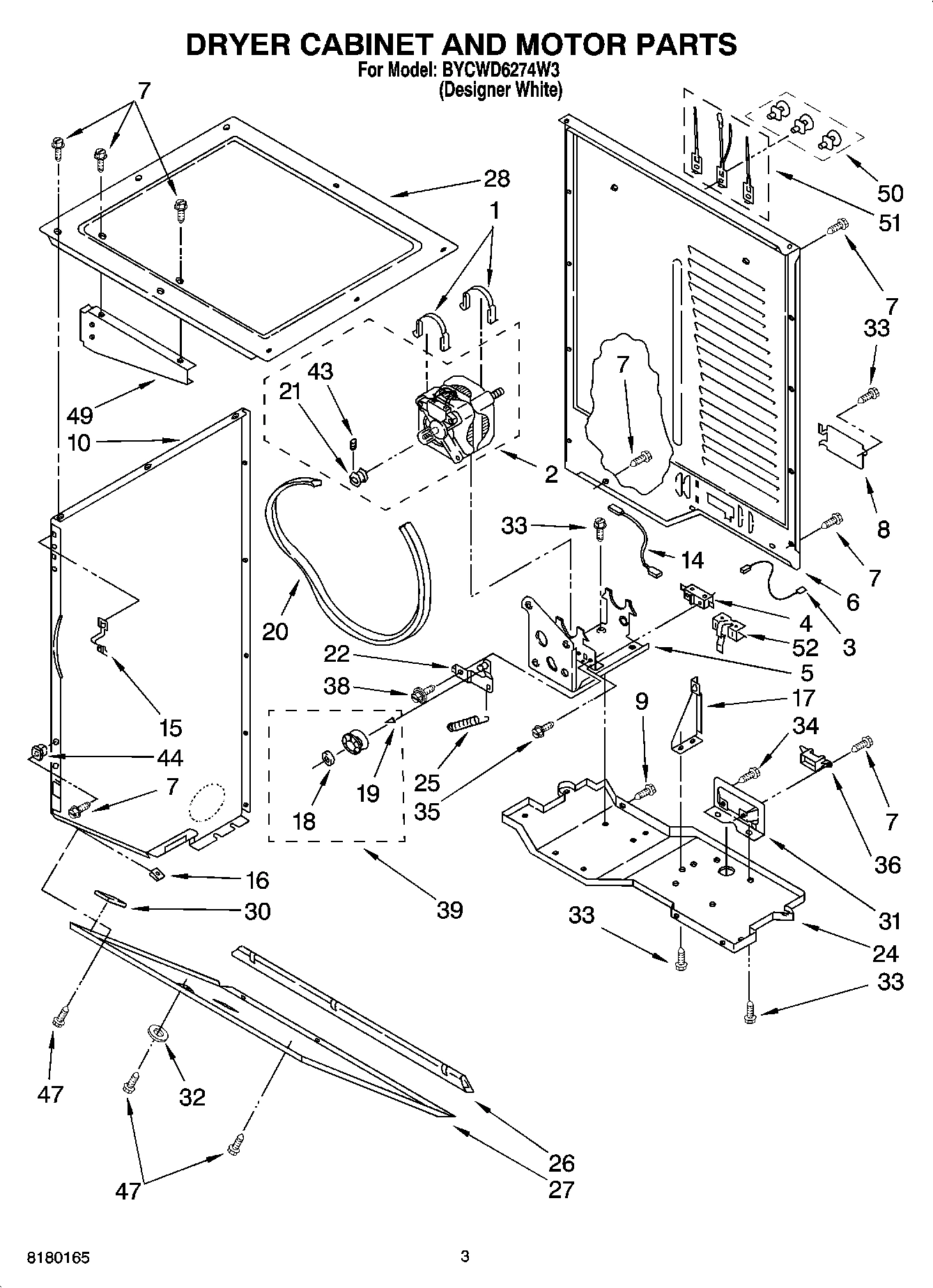 03 - DRYER CABINET AND MOTOR PARTS