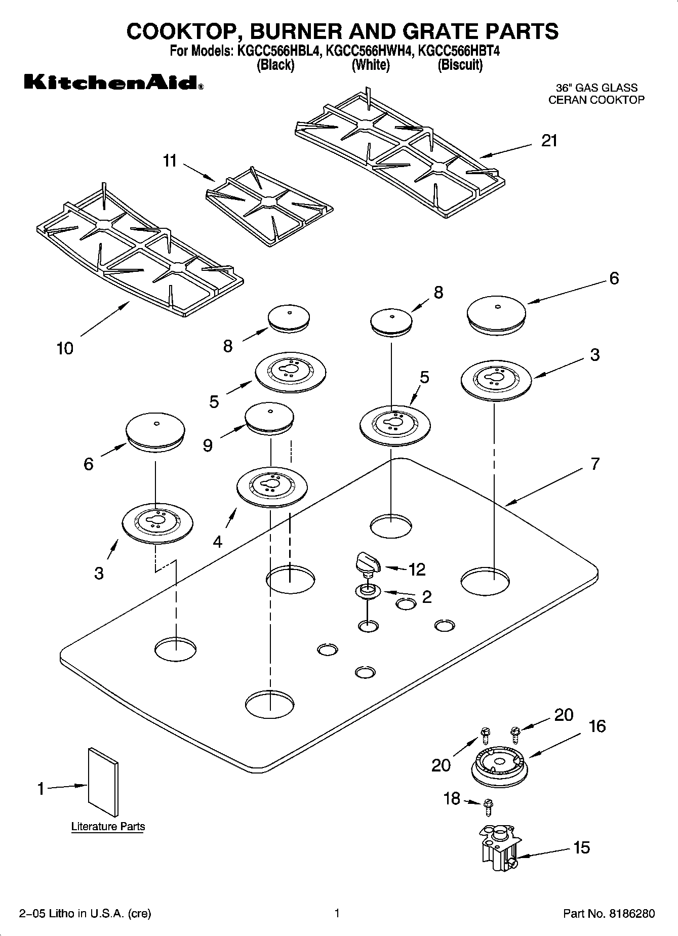 01 - COOKTOP, BURNER AND GRATE PARTS