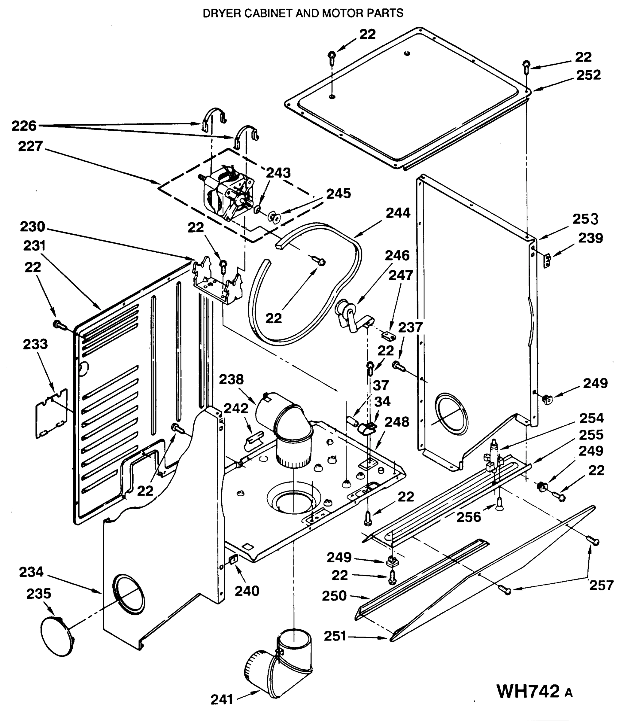 DRYER CABINET AND MOTOR PARTS