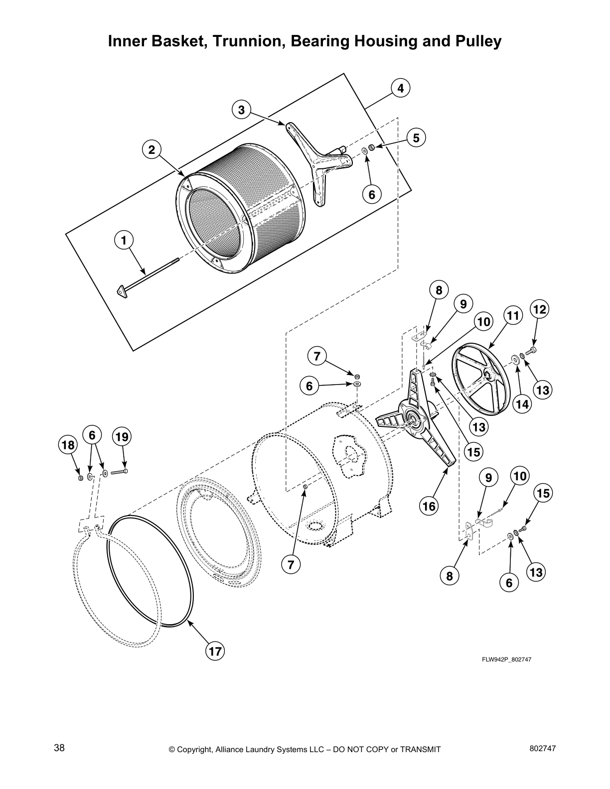 Inner Basket, Trunnion, Bearing Housing and Pulley