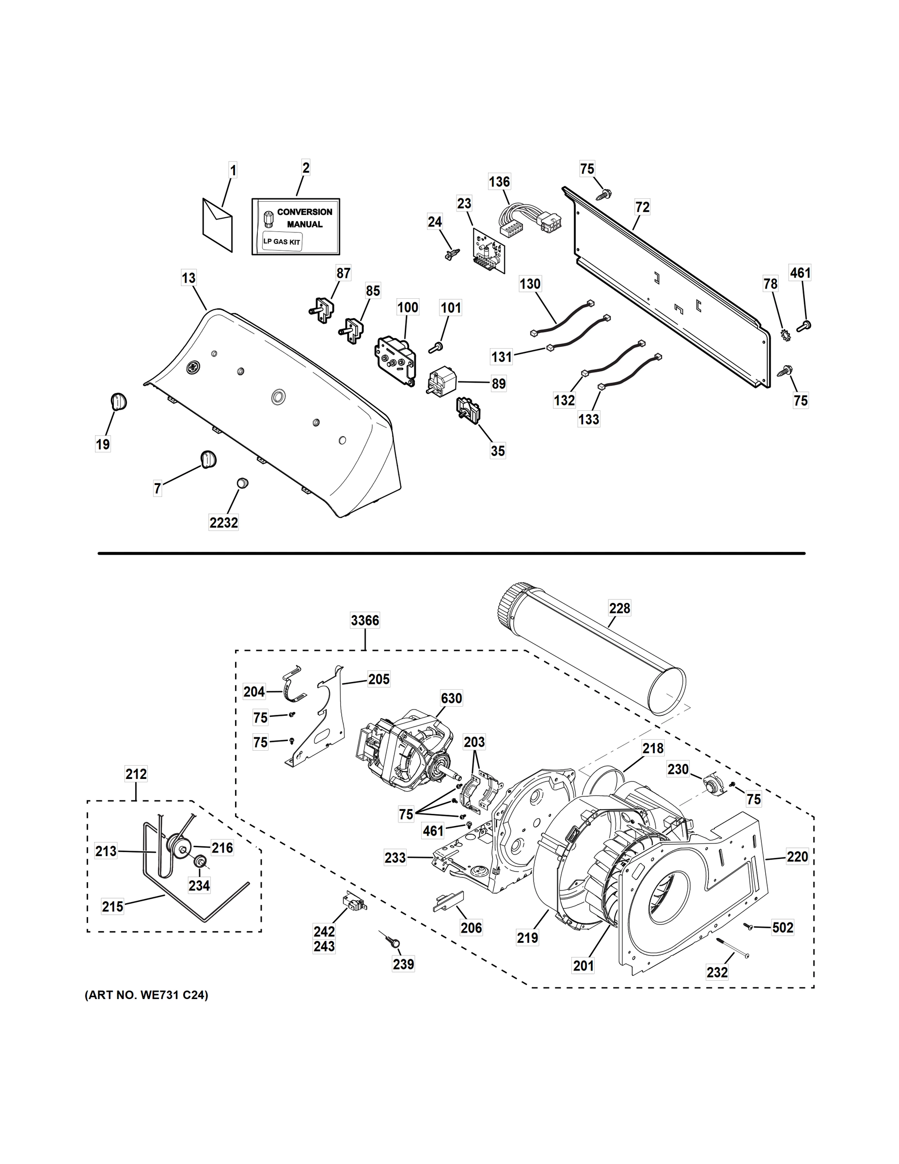 BACKSPLASH, BLOWER & MOTOR ASSEMBLY