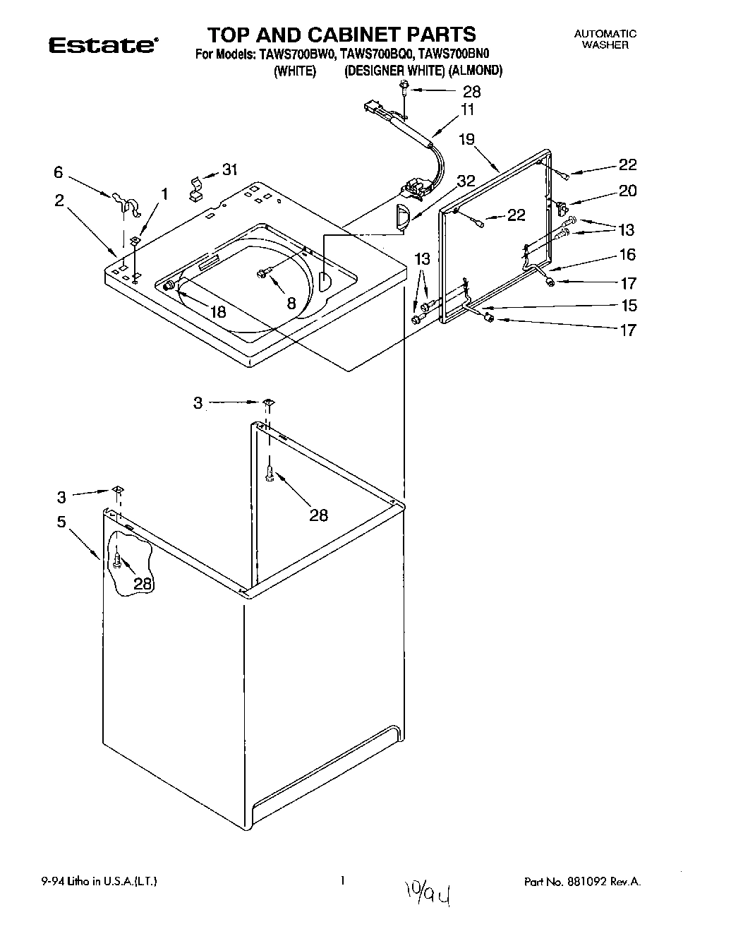 01 - TOP AND CABINET, LIT/OPTIONAL