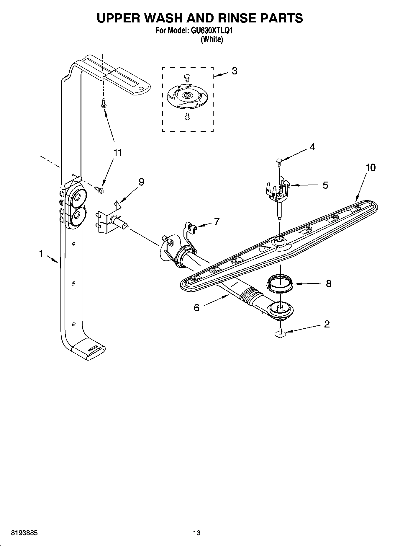 10 - UPPER WASH AND RINSE PARTS