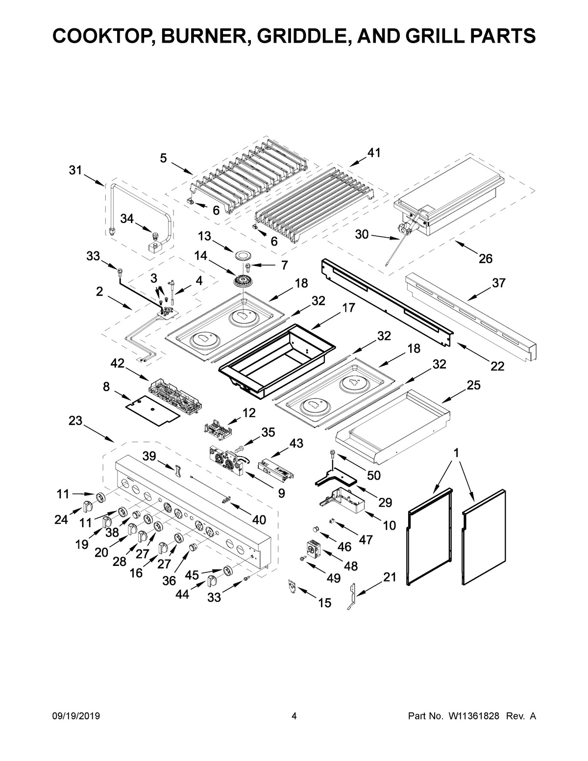 03 - COOKTOP, BURNER, GRIDDLE, AND GRILL PARTS