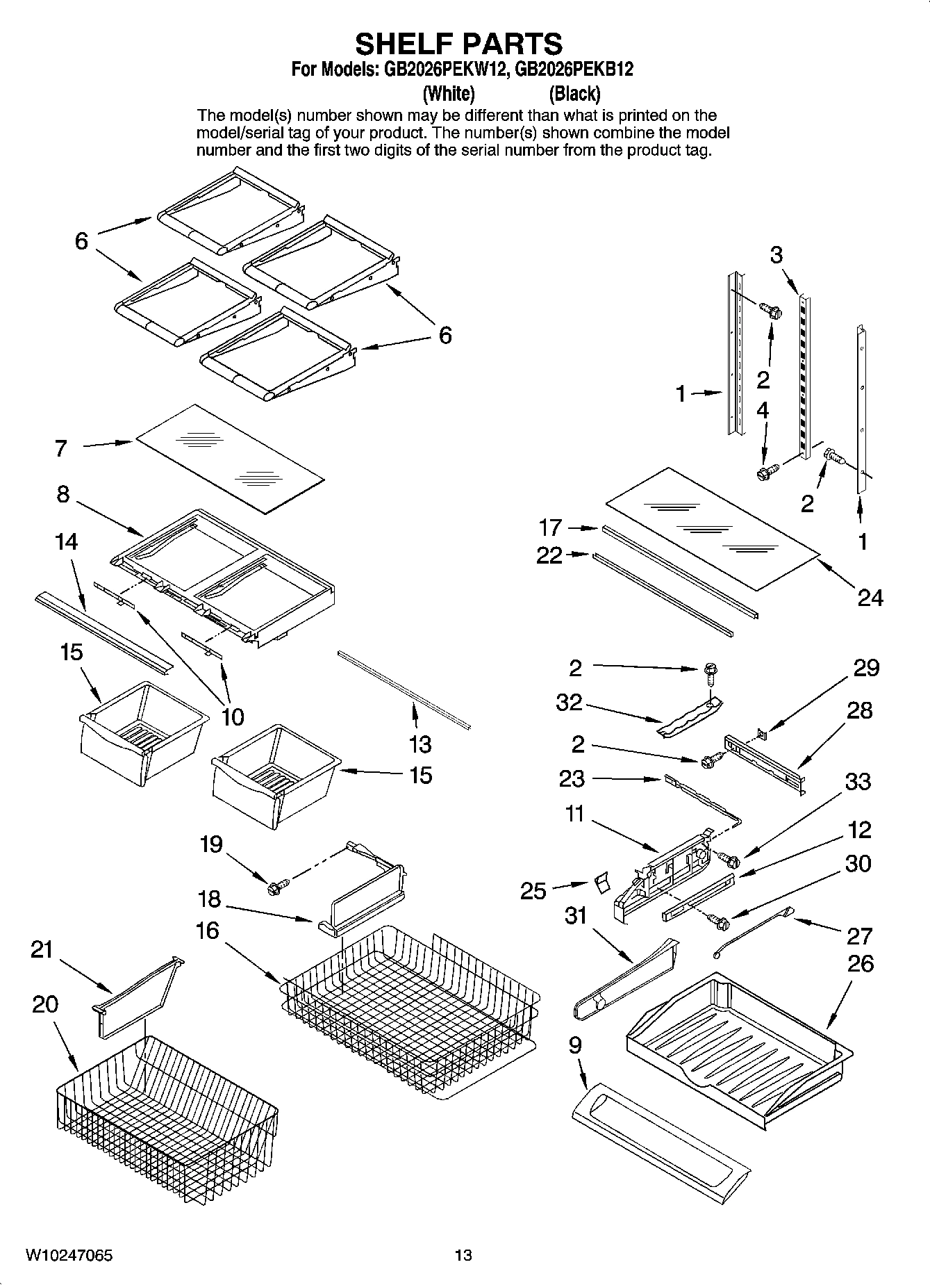 07 - SHELF PARTS, OPTIONAL PARTS (NOT INCLUDED)