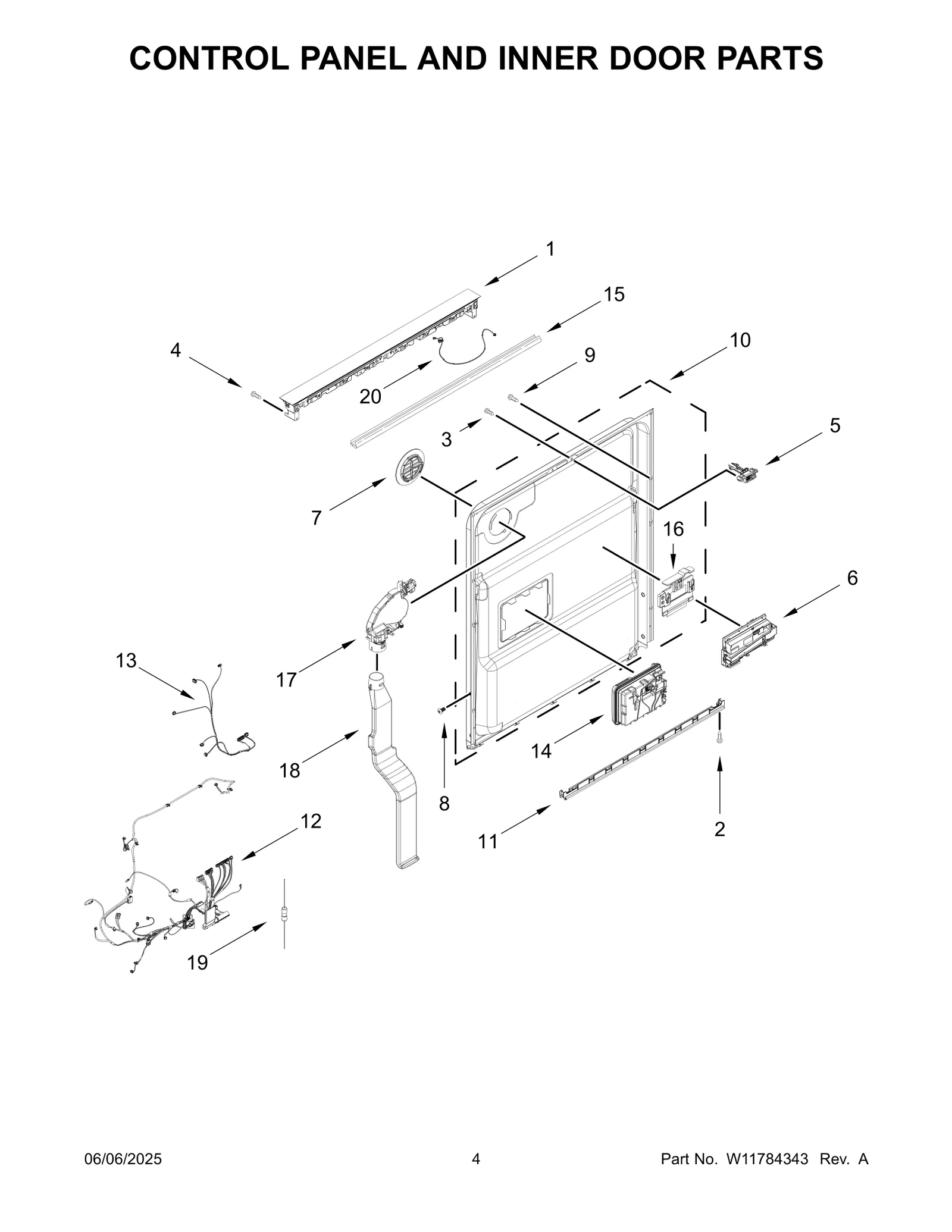 CONTROL PANEL AND INNER DOOR PARTS