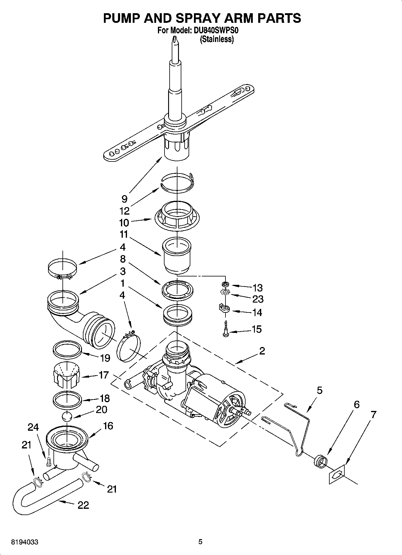 04 - PUMP AND SPRAY ARM PARTS