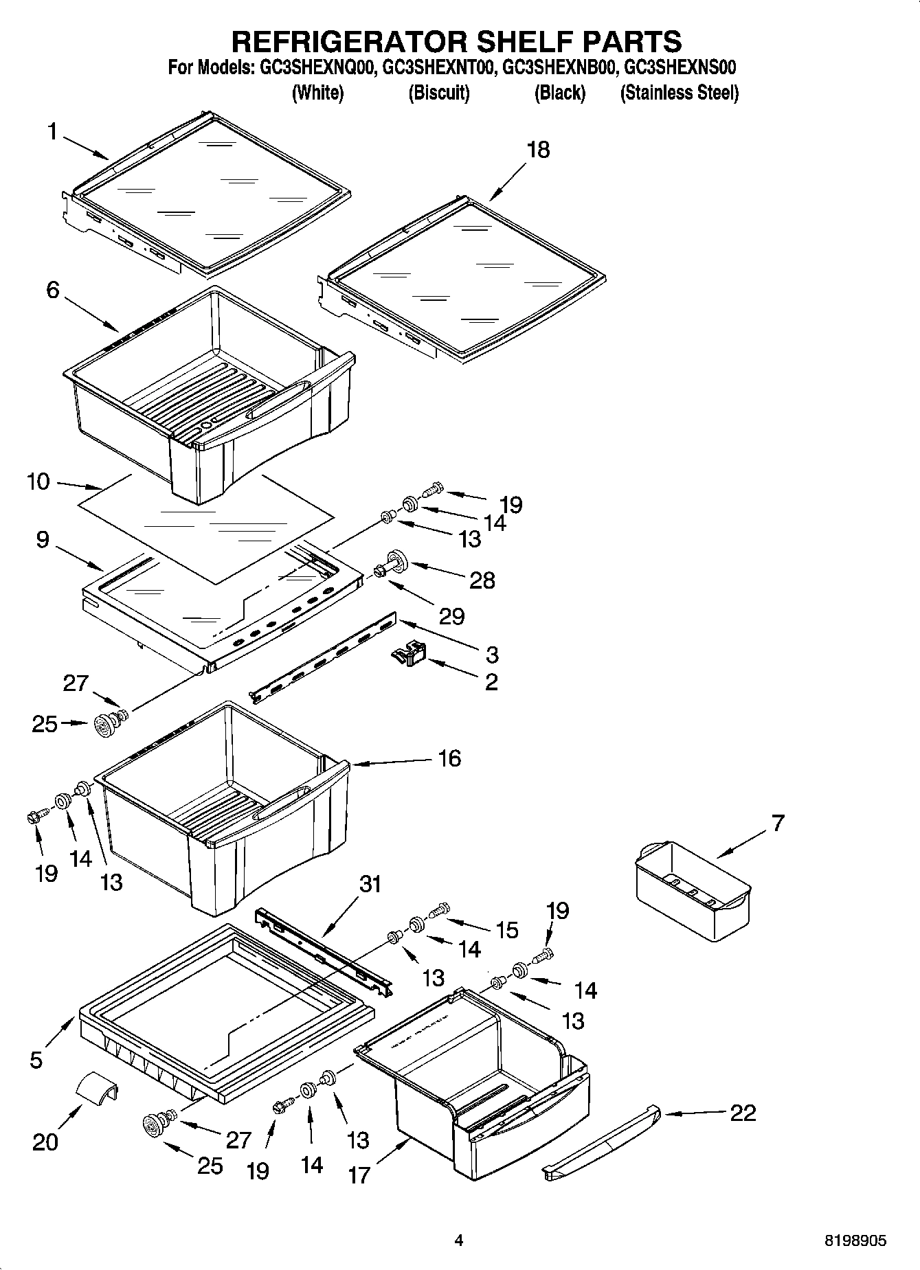 03 - REFRIGERATOR SHELF PARTS