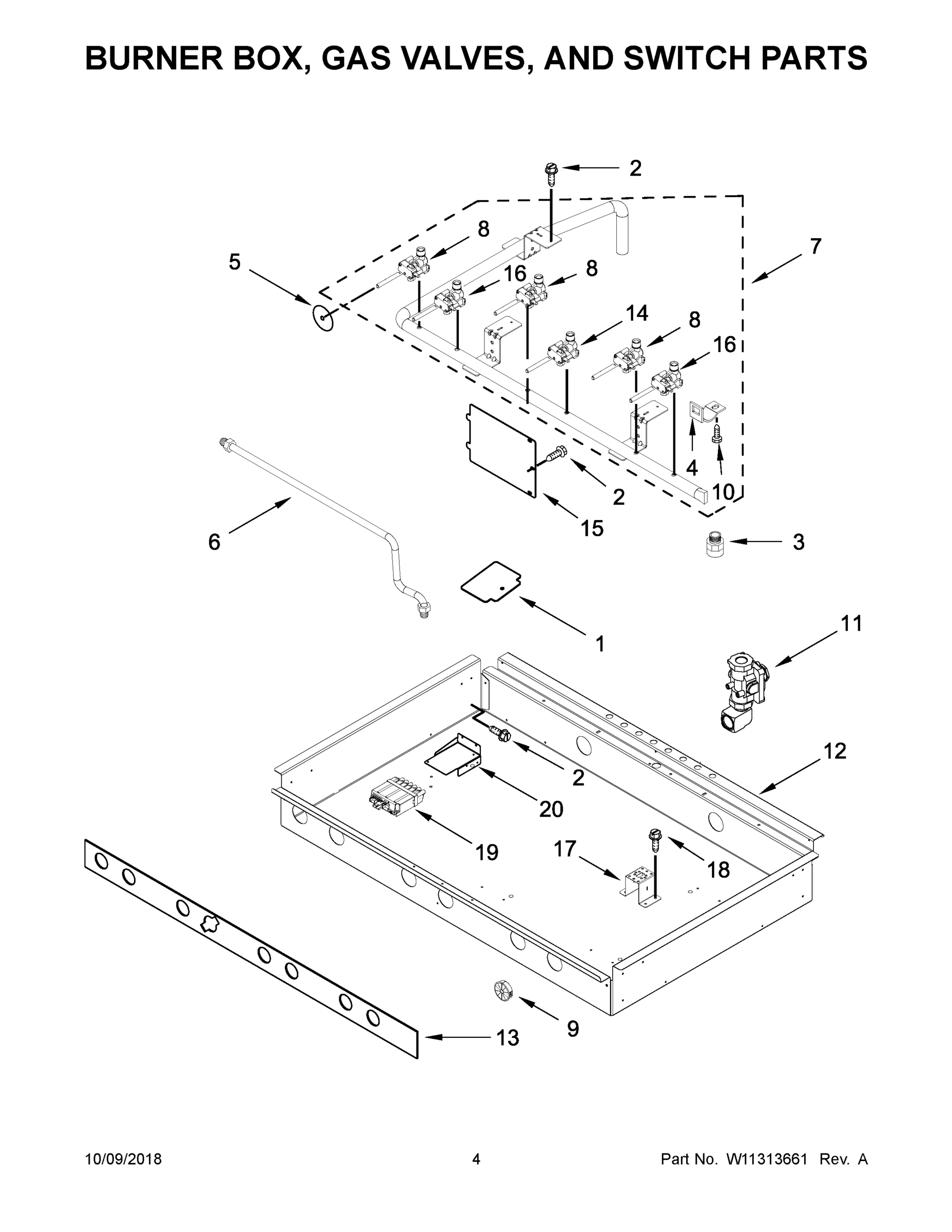 03 - BURNER BOX, GAS VALVES, AND SWITCH PARTS