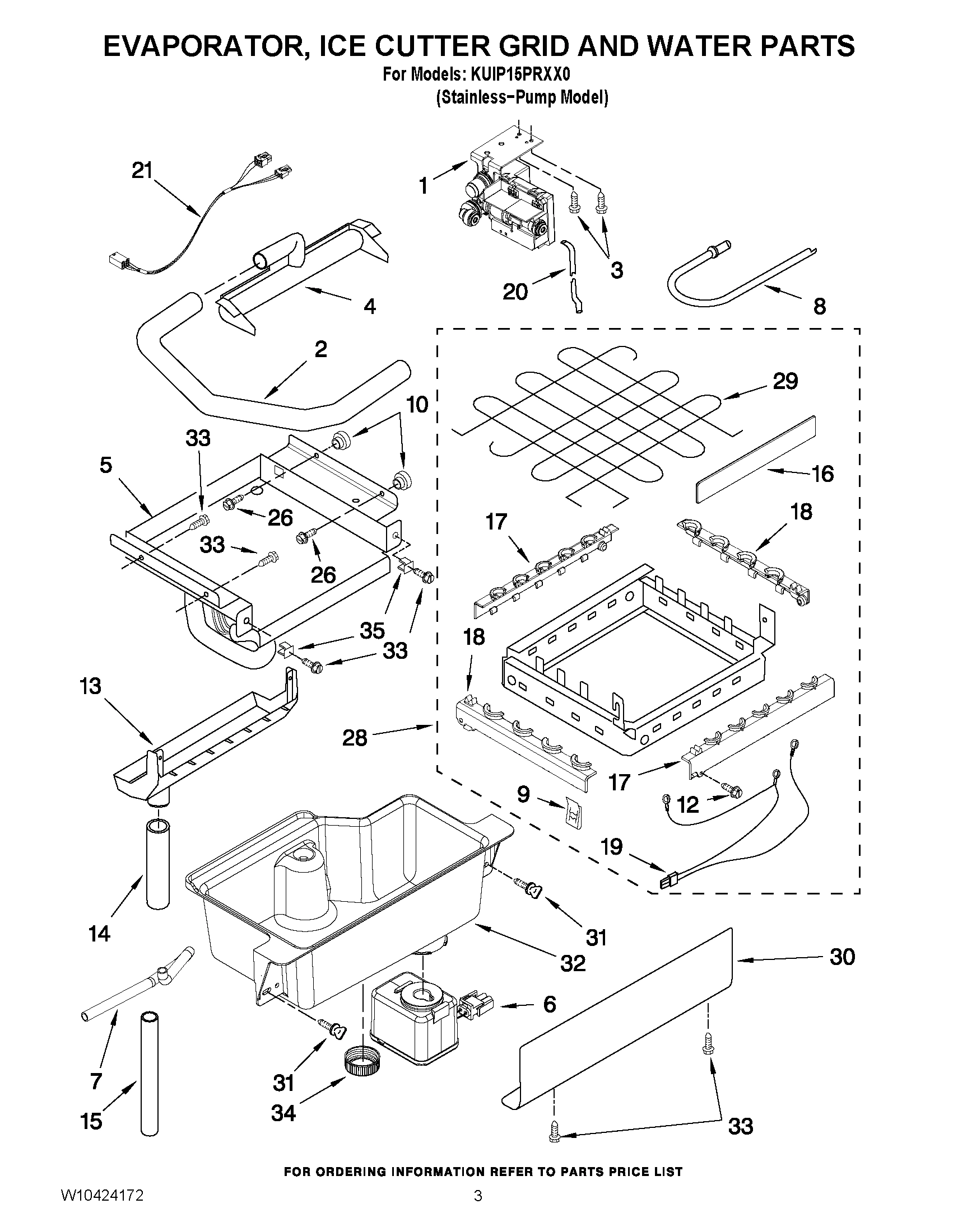 02 - EVAPORATOR, ICE CUTTER GRID AND WATER PARTS