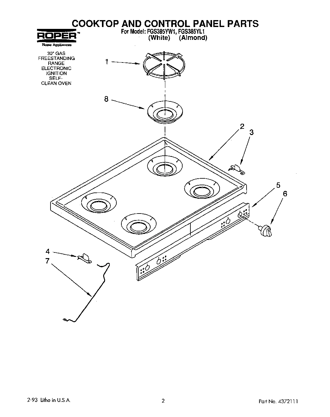 01 - COOKTOP AND CONTROL PANEL
