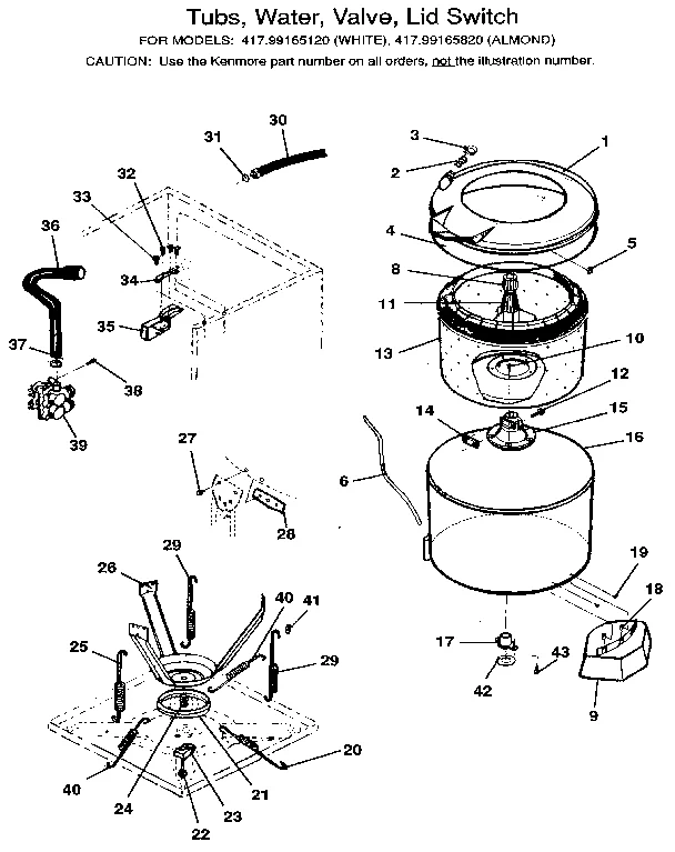 TUBS, WATER, VALVE, LID SWITCH