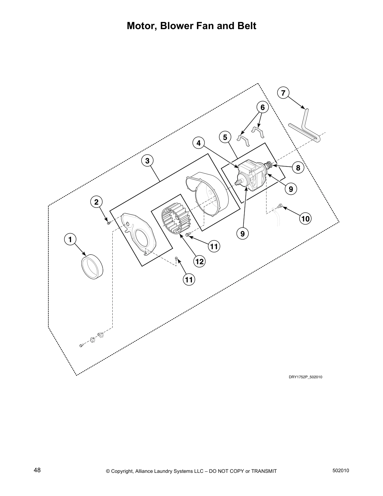 Motor, Blower Fan and Belt