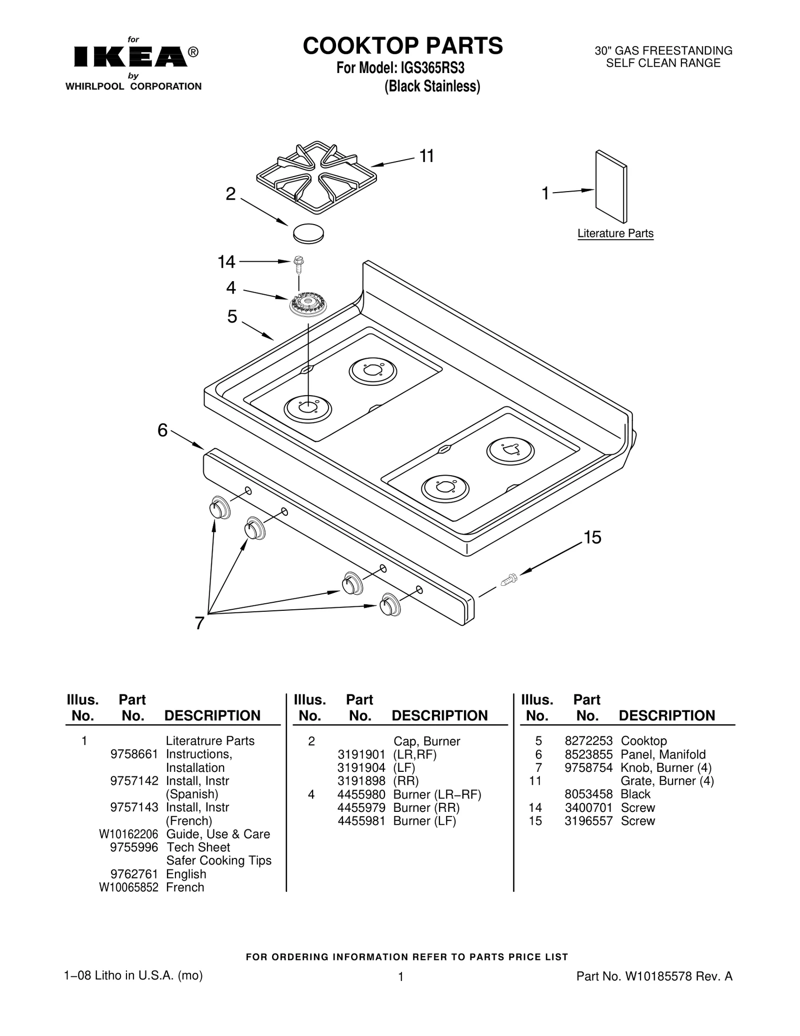 COOKTOP PARTS