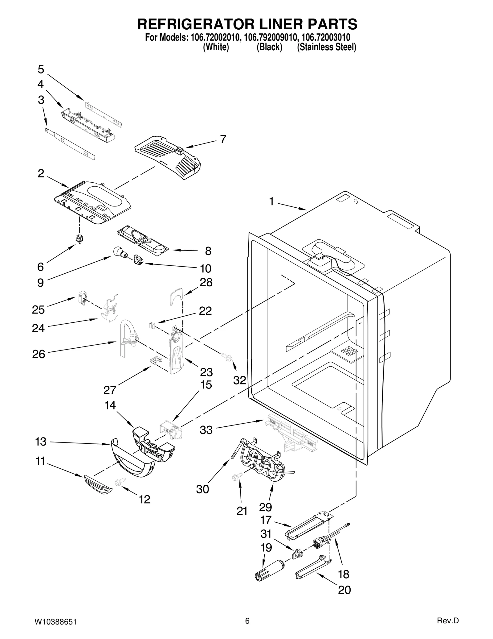 REFRIGERATOR LINER PARTS