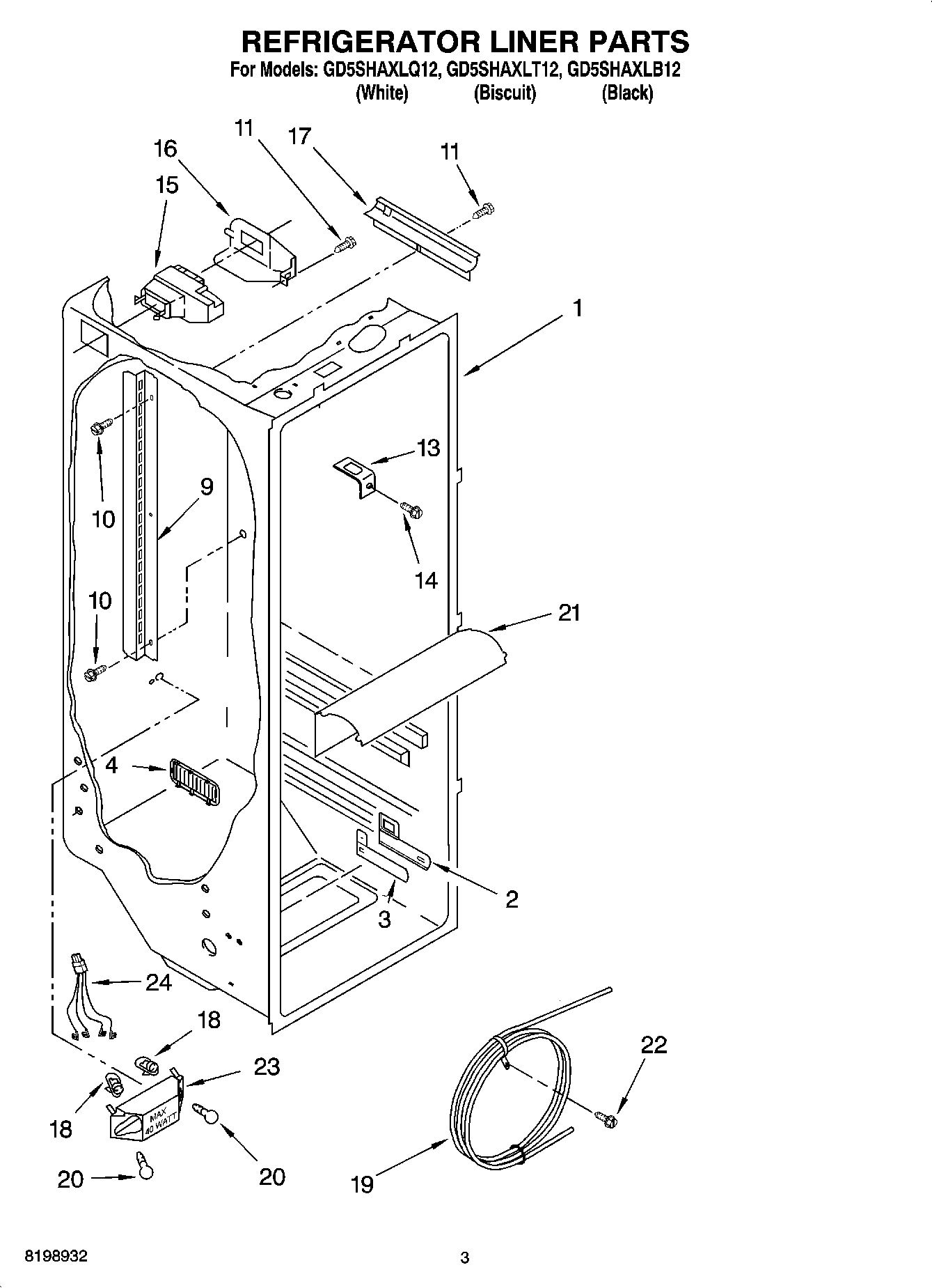 02 - REFRIGERATOR LINER PARTS