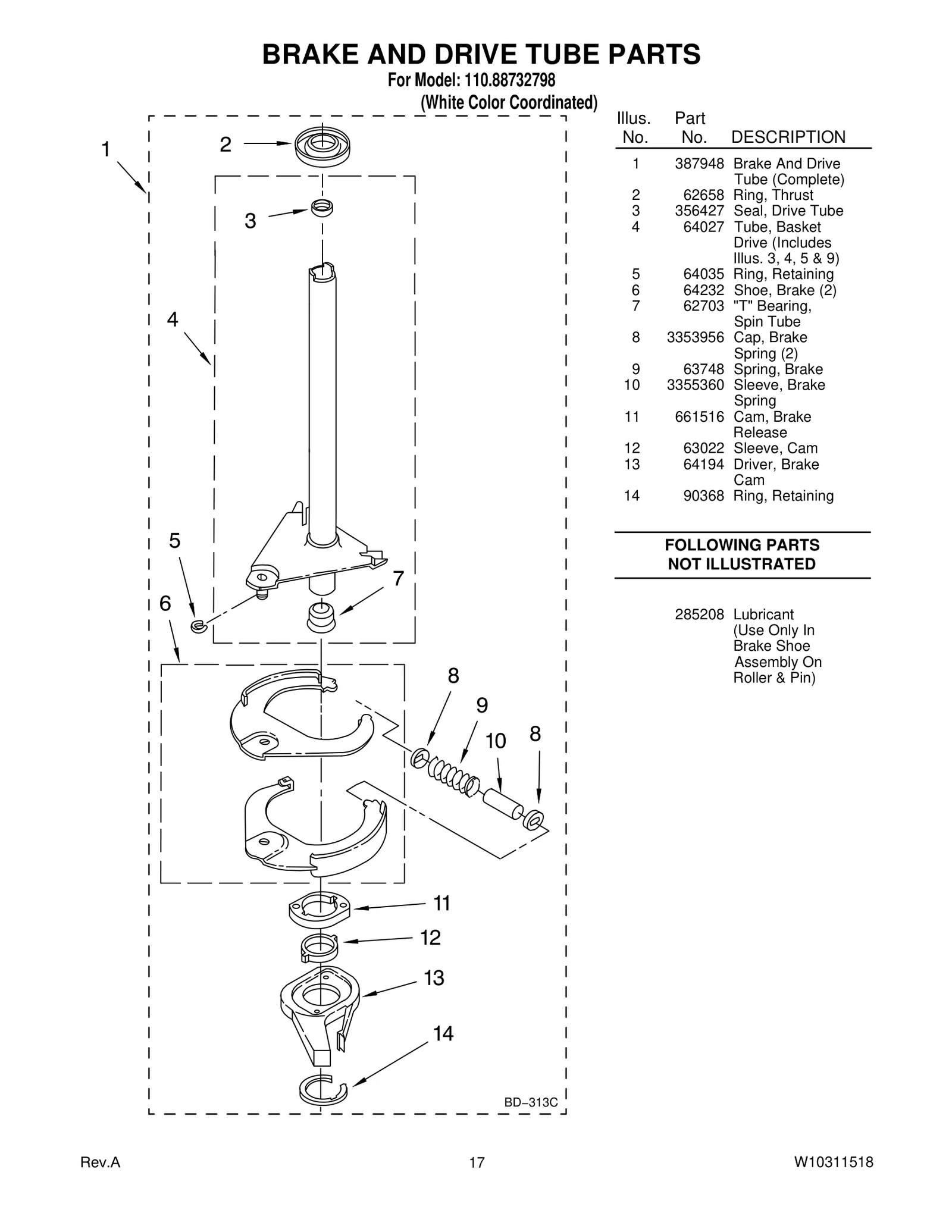 BRAKE AND DRIVE TUBE PARTS