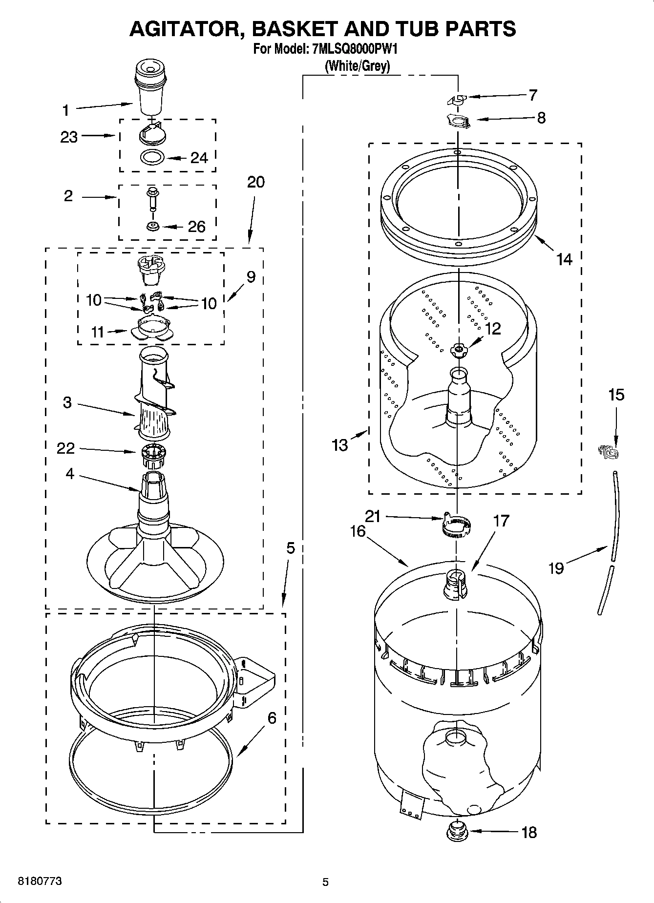03 - AGITATOR, BASKET AND TUB PARTS
