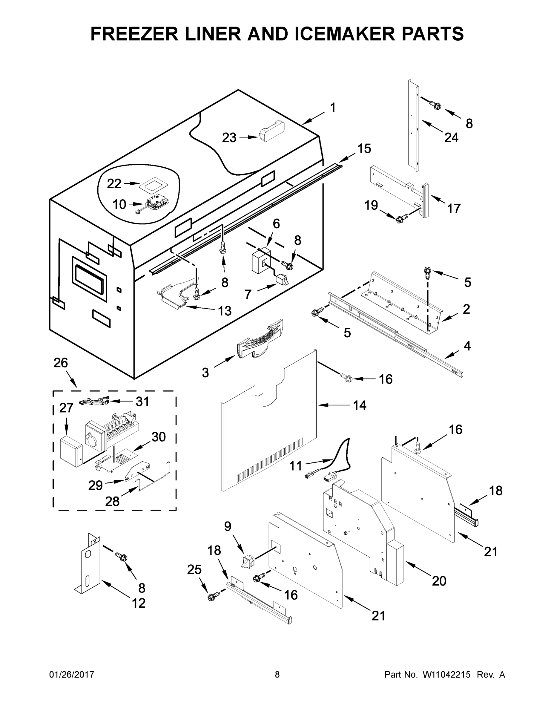 05 - FREEZER LINER AND ICEMAKER PARTS