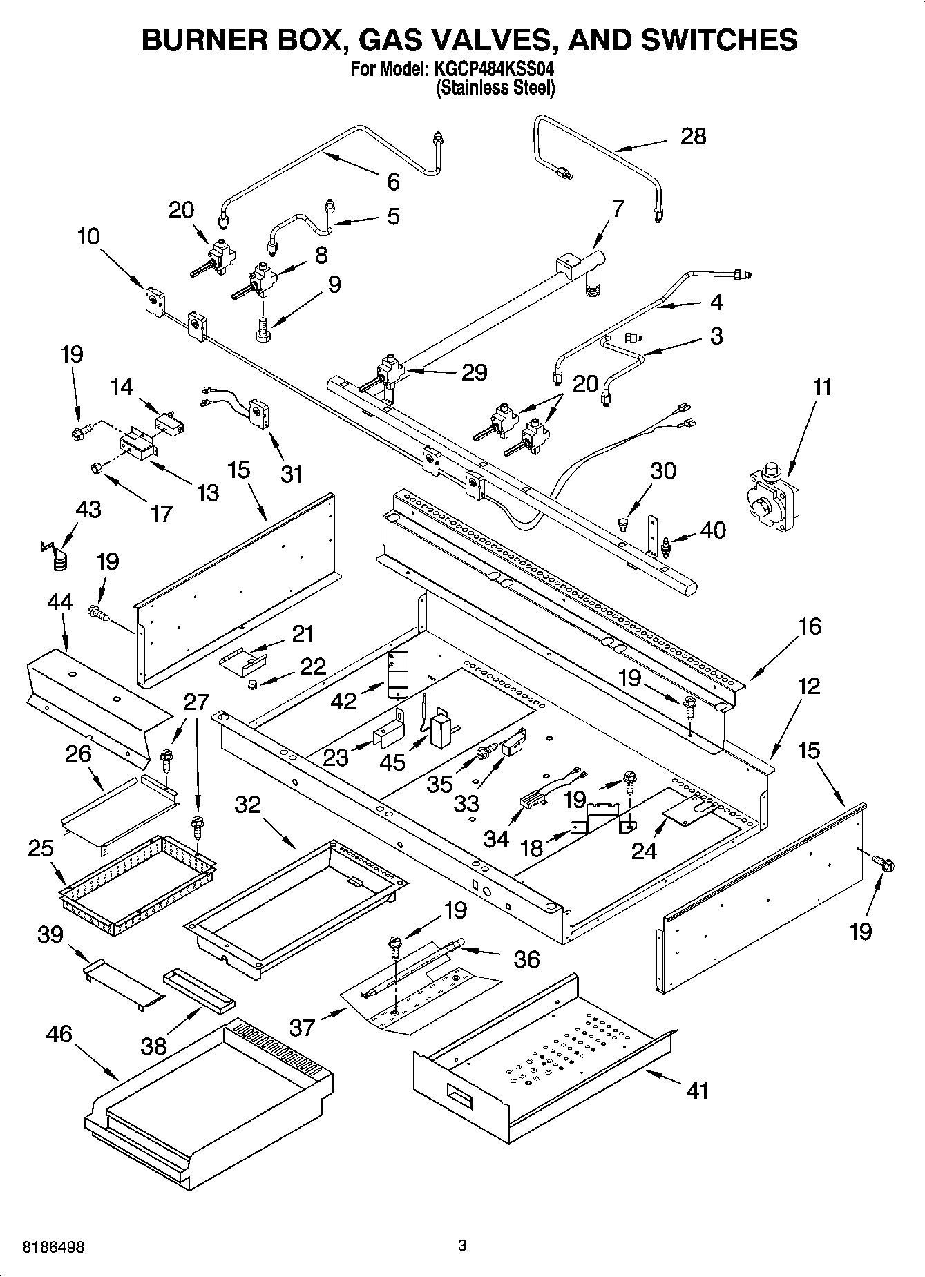 02 - BURNER BOX, GAS VALVES, AND SWITCHES, OPTIONAL PARTS