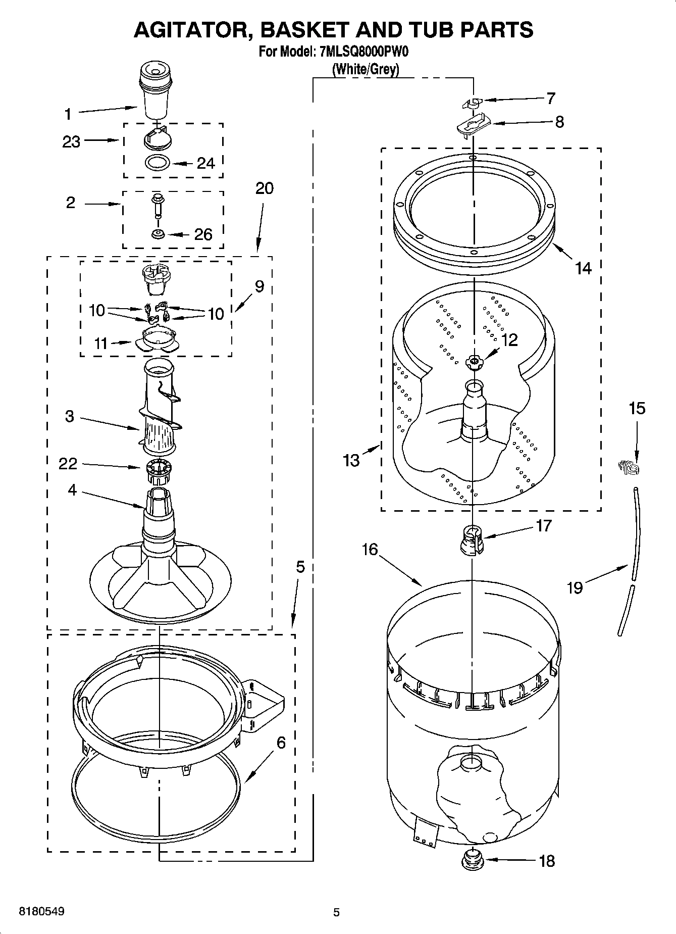 03 - AGITATOR, BASKET AND TUB PARTS