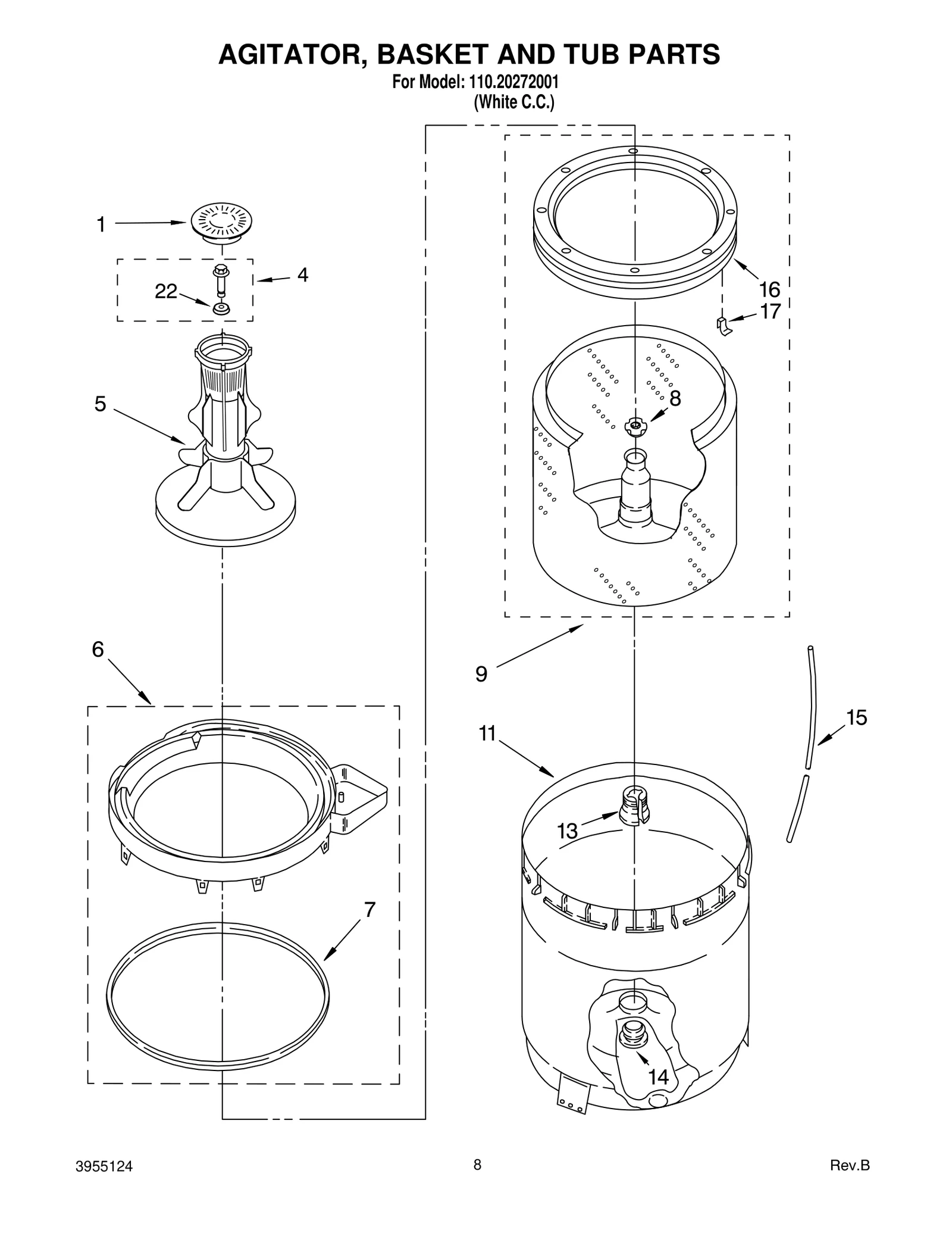AGITATOR, BASKET AND TUB PARTS