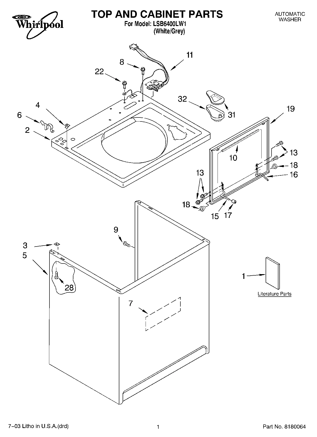 01 - TOP AND CABINET PARTS