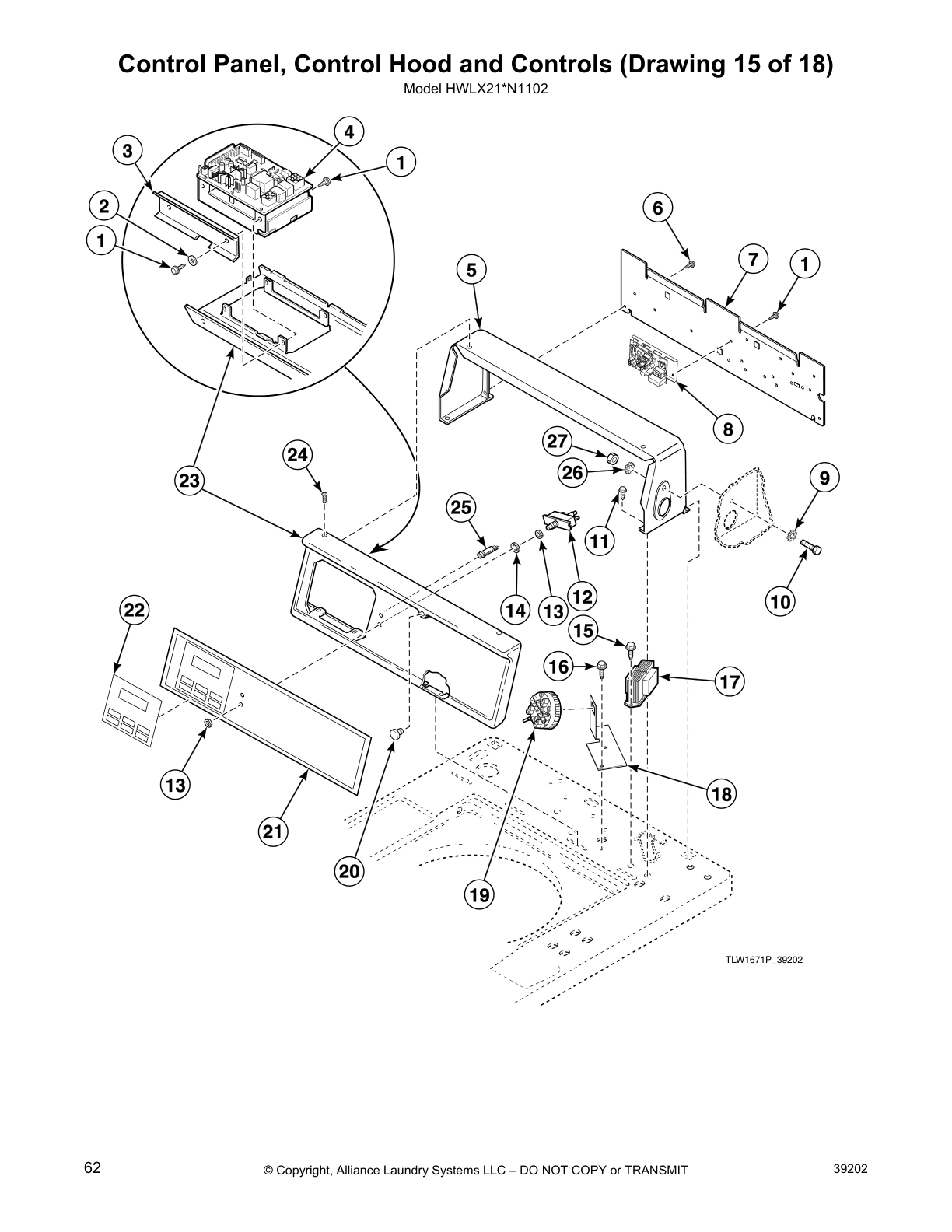 Control Panel, Control Hood and Controls (Drawing 15 of 18)
