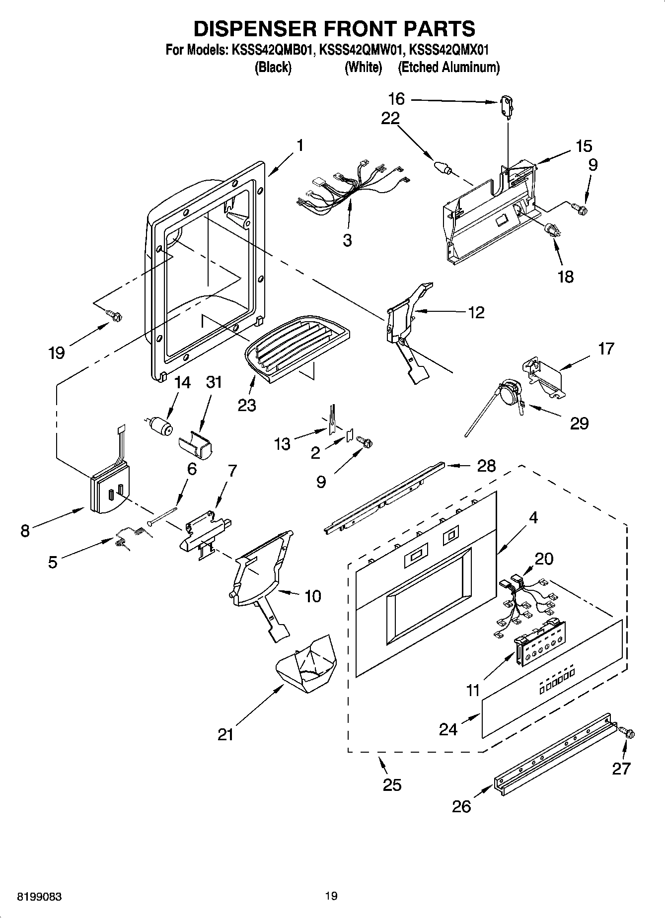 12 - DISPENSER AND FRONT PARTS