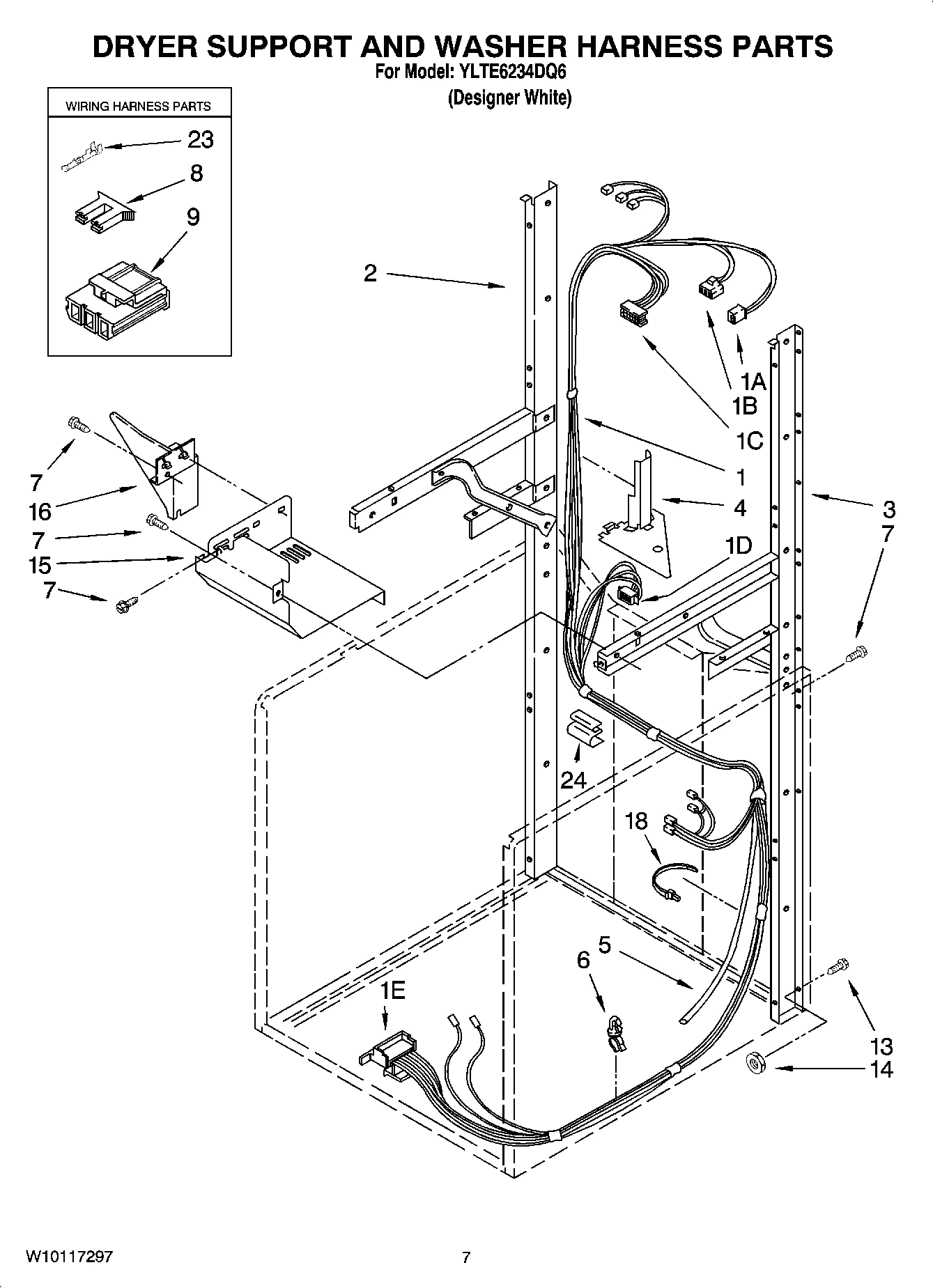 05 - DRYER SUPPORT AND WASHER HARNESS PARTS