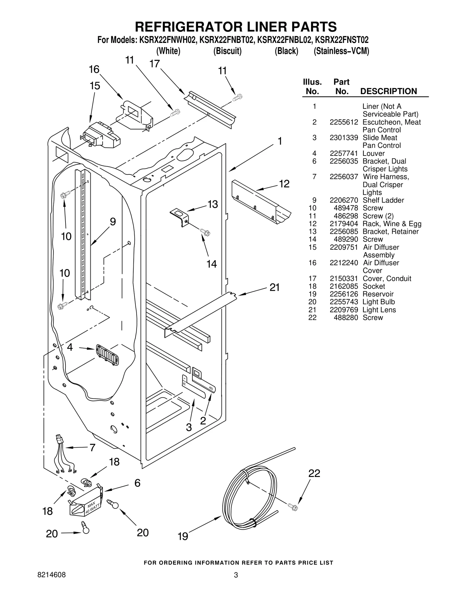 REFRIGERATOR LINER PARTS