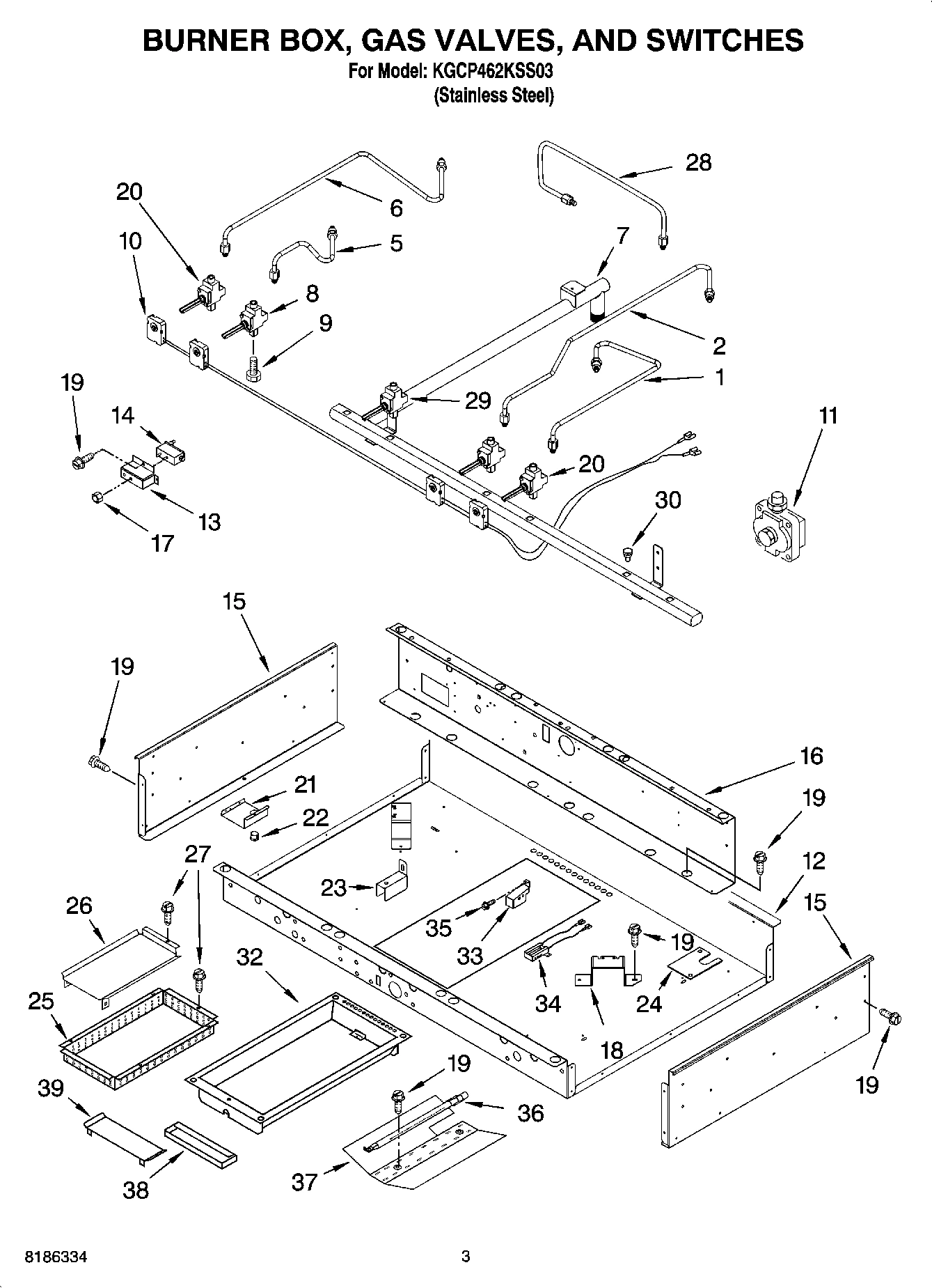 02 - BURNER BOX, GAS VALVES, AND SWITCHES, OPTIONAL PARTS