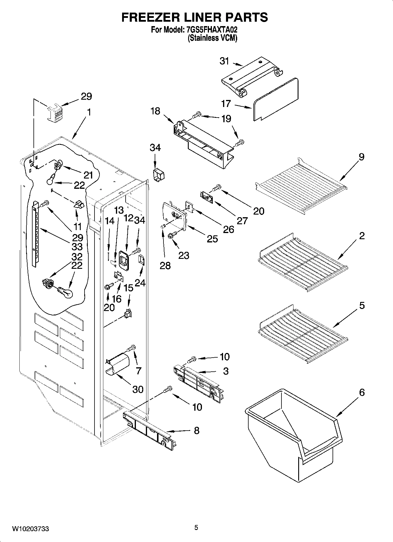 04 - FREEZER LINER PARTS