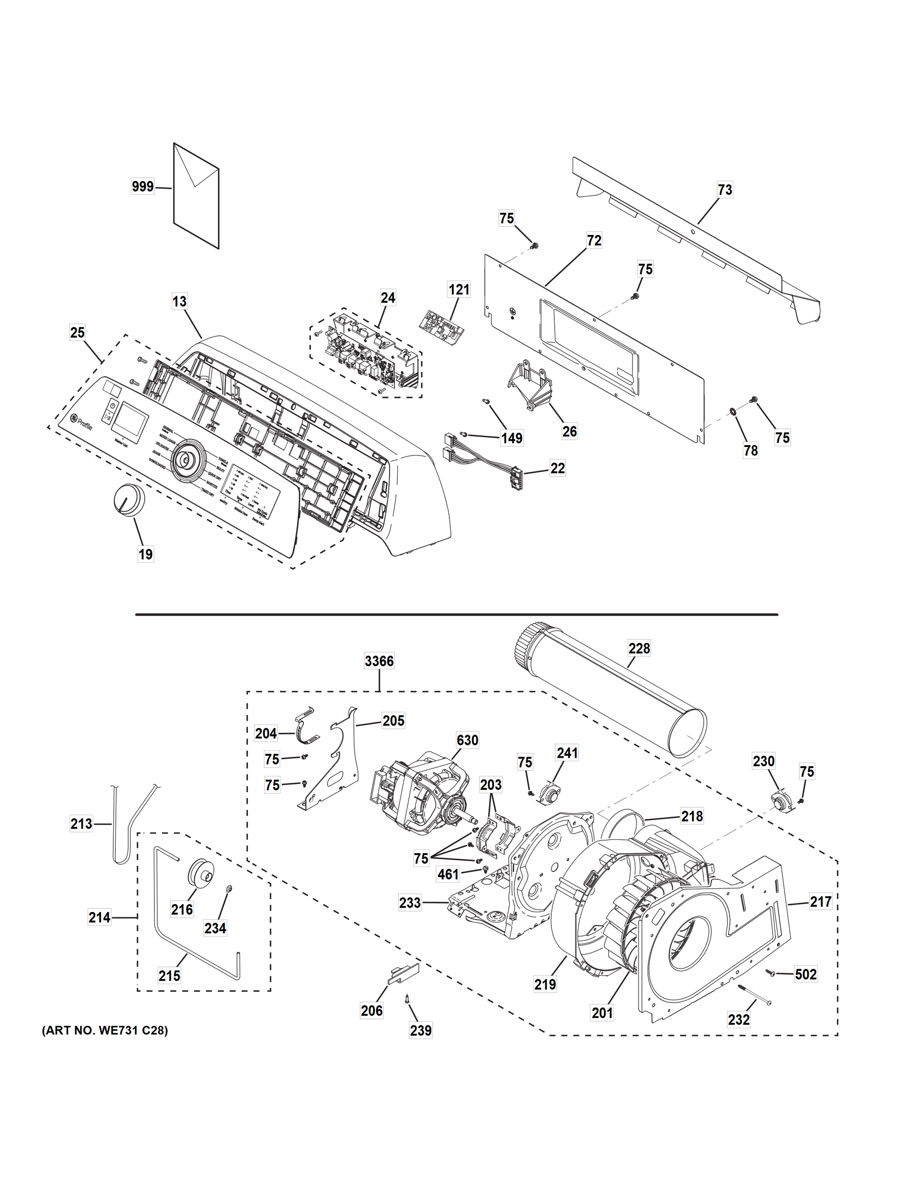 BACKSPLASH, BLOWER & MOTOR ASSEMBLY