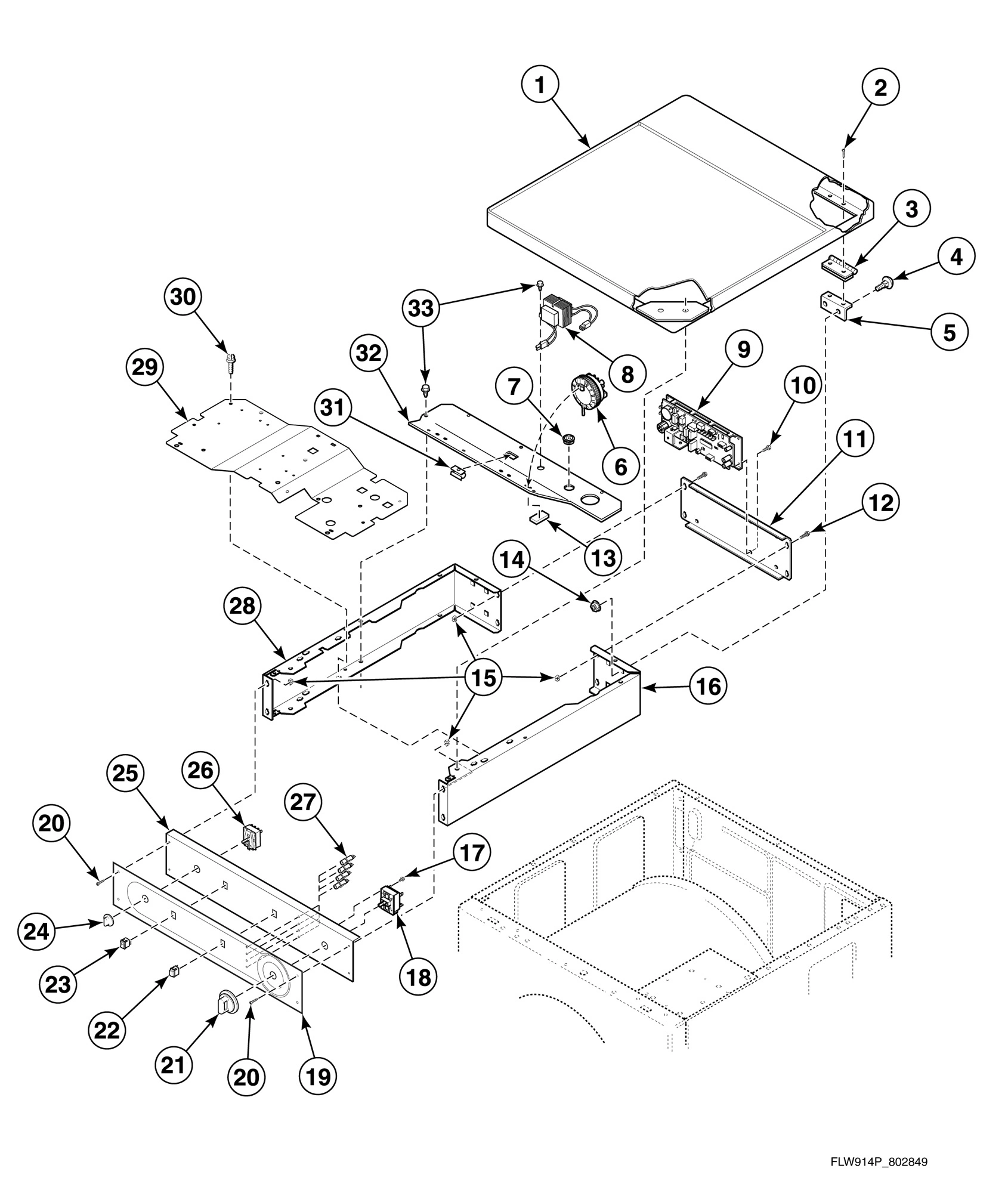 Cabinet Top, Control Panel and Controls